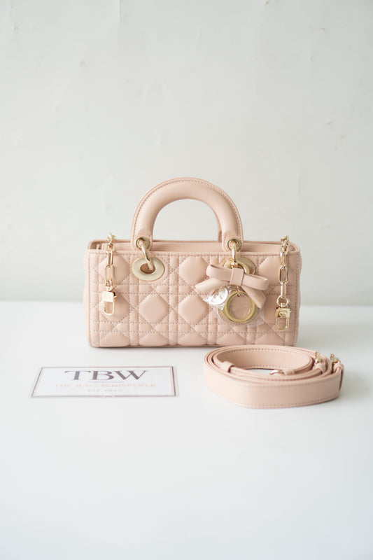 Lady D-Joy Small – Lambskin Cannage with Light Gold Hardware
