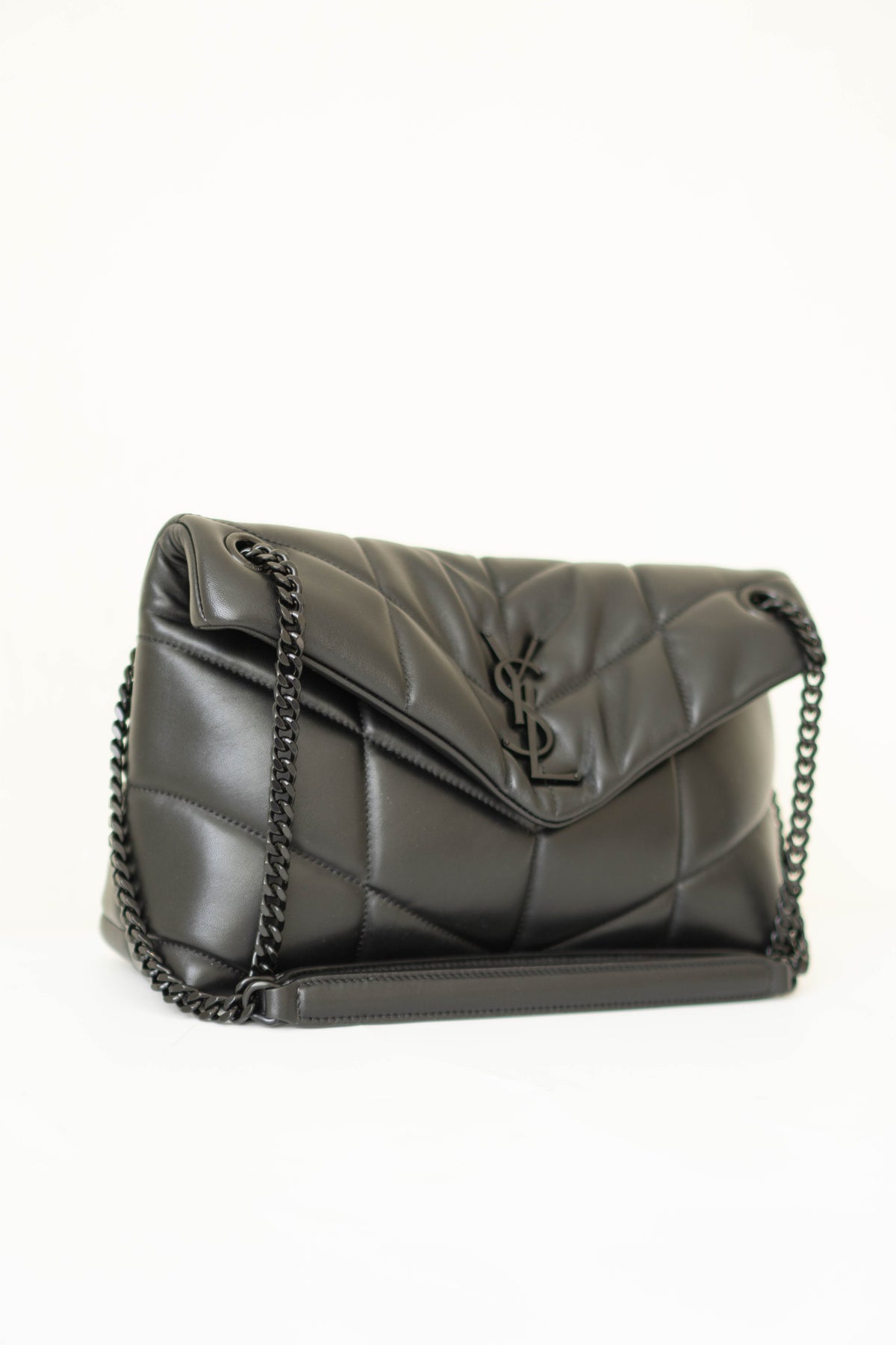 Loulou Puffer in Small Black Lambskin with Black Hardware