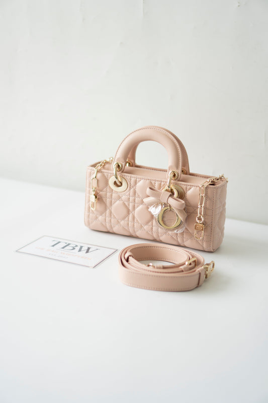 Lady D-Joy Small – Lambskin Cannage with Light Gold Hardware