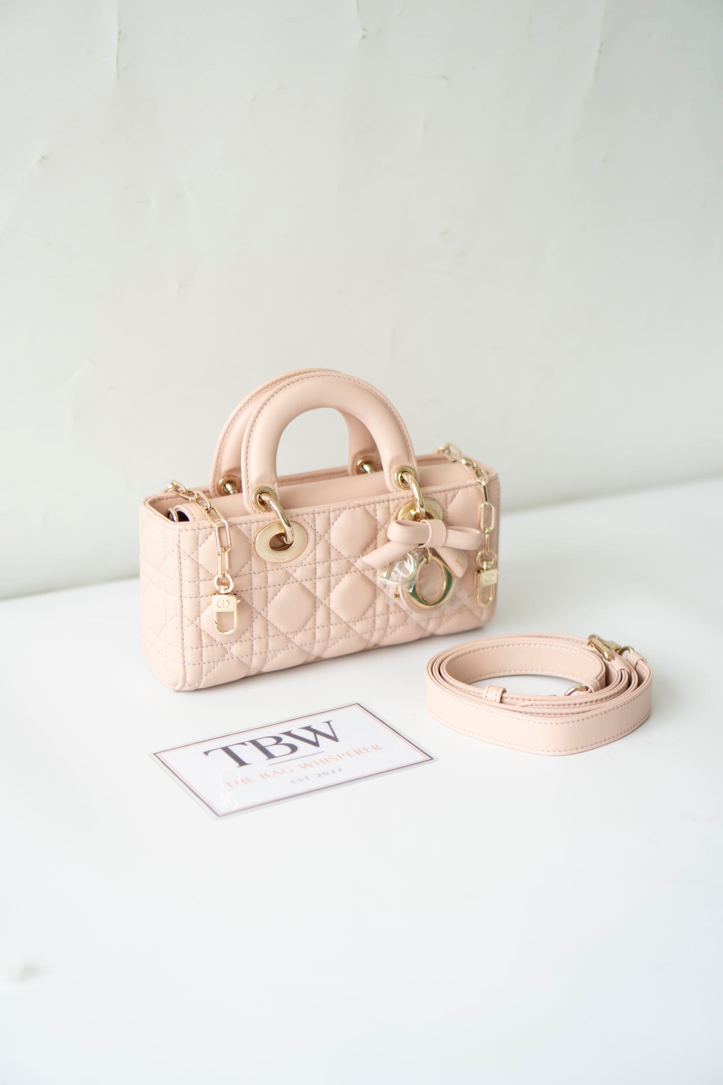 Lady D-Joy Small – Lambskin Cannage with Light Gold Hardware