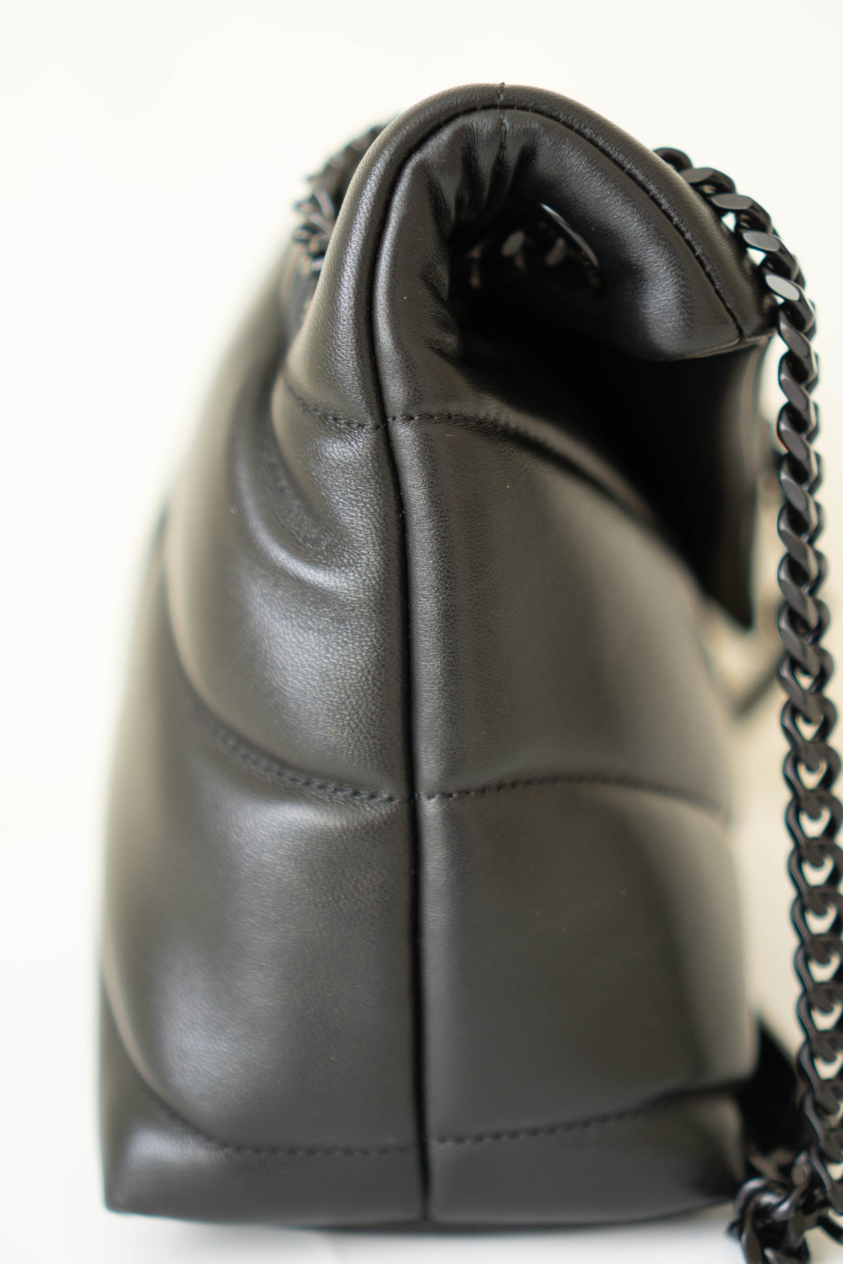 Loulou Puffer in Small Black Lambskin with Black Hardware