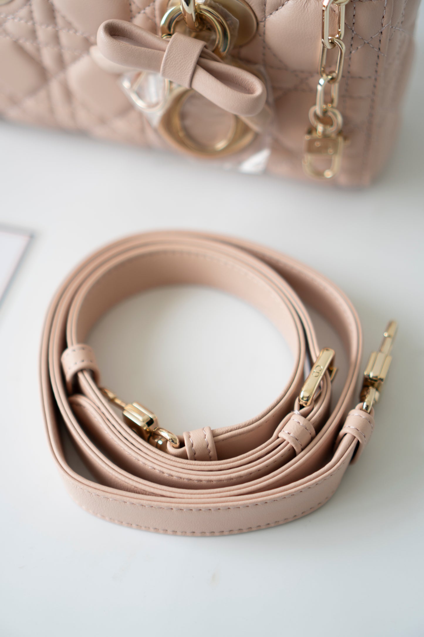 Lady D-Joy Small – Lambskin Cannage with Light Gold Hardware