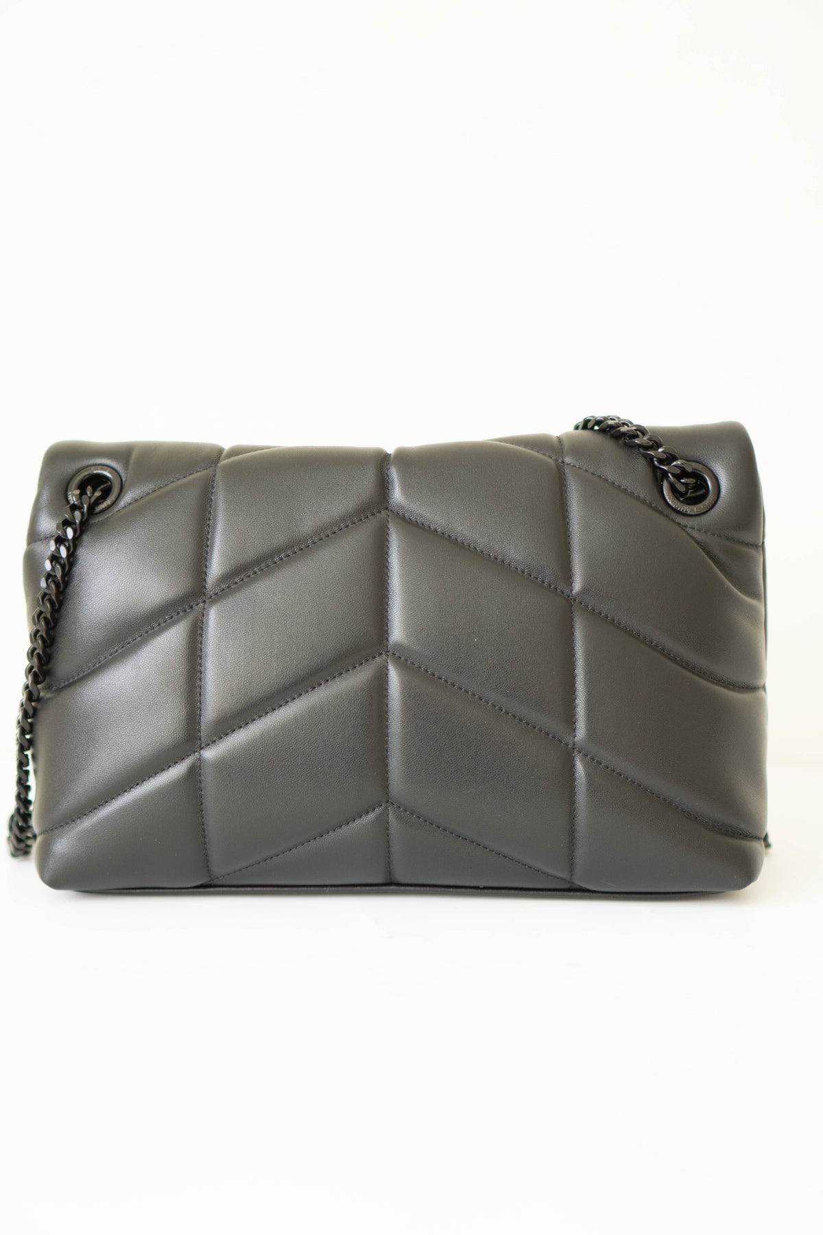 Loulou Puffer in Small Black Lambskin with Black Hardware