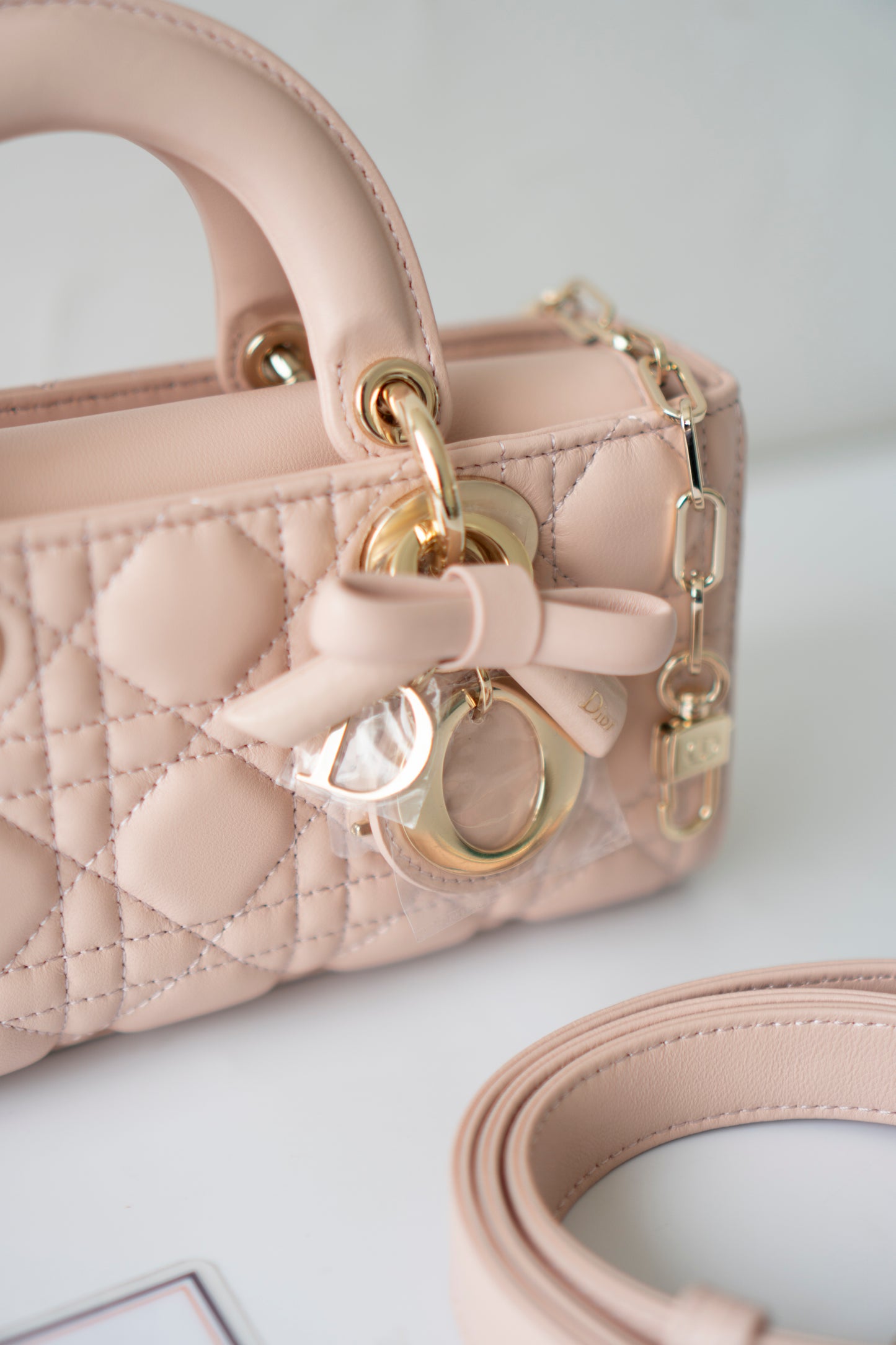 Lady D-Joy Small – Lambskin Cannage with Light Gold Hardware