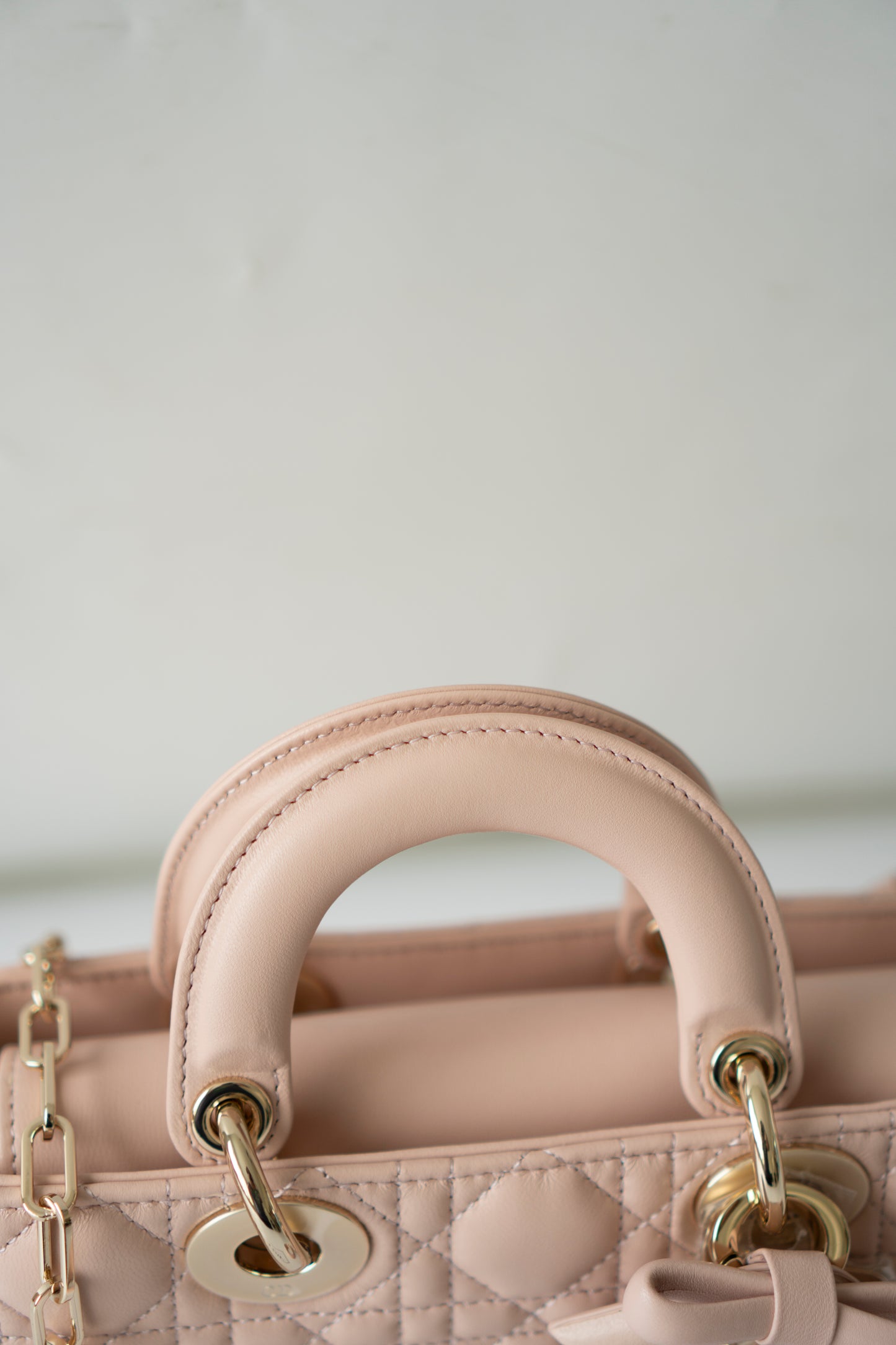 Lady D-Joy Small – Lambskin Cannage with Light Gold Hardware