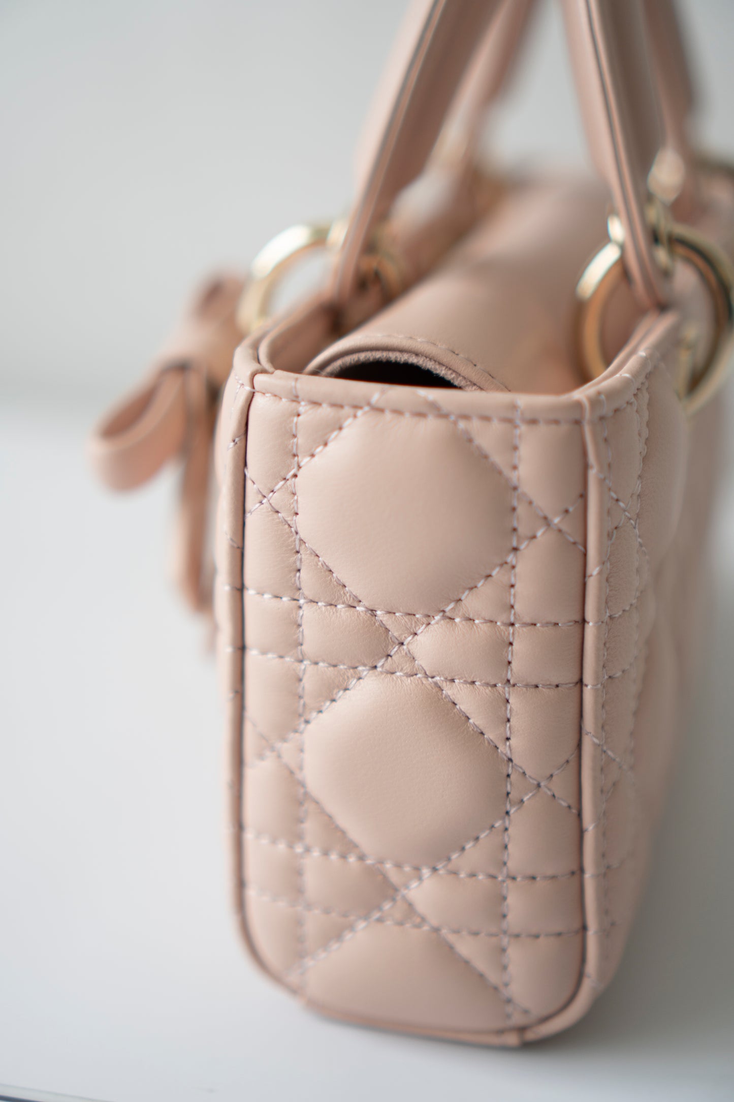 Lady D-Joy Small – Lambskin Cannage with Light Gold Hardware