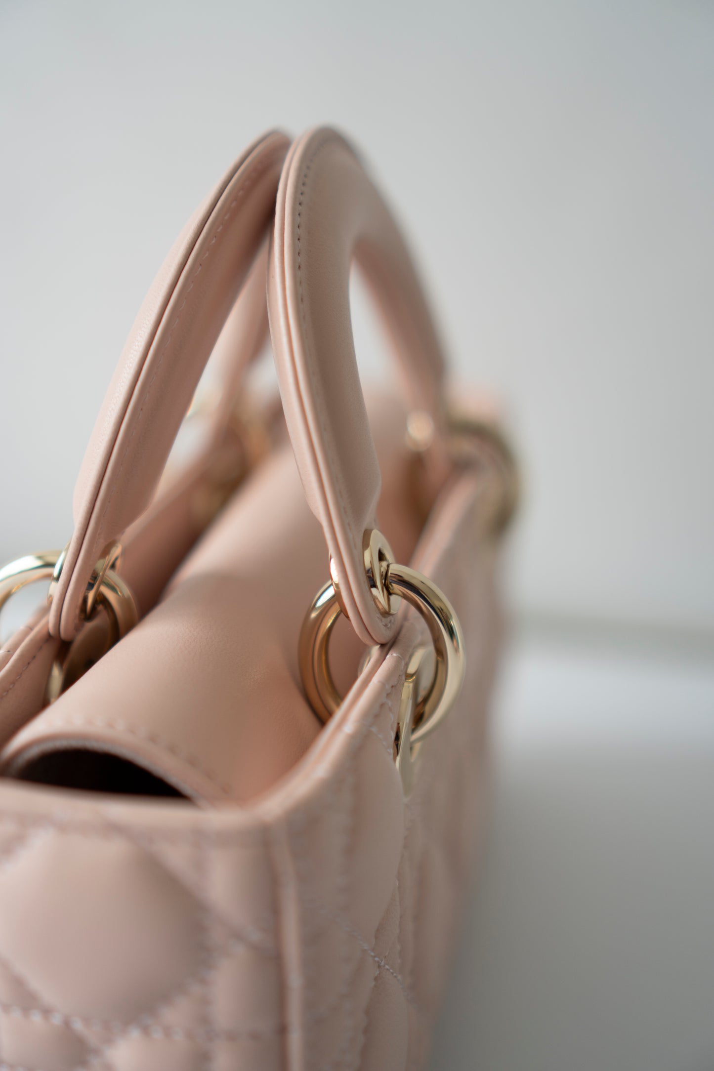 Lady D-Joy Small – Lambskin Cannage with Light Gold Hardware