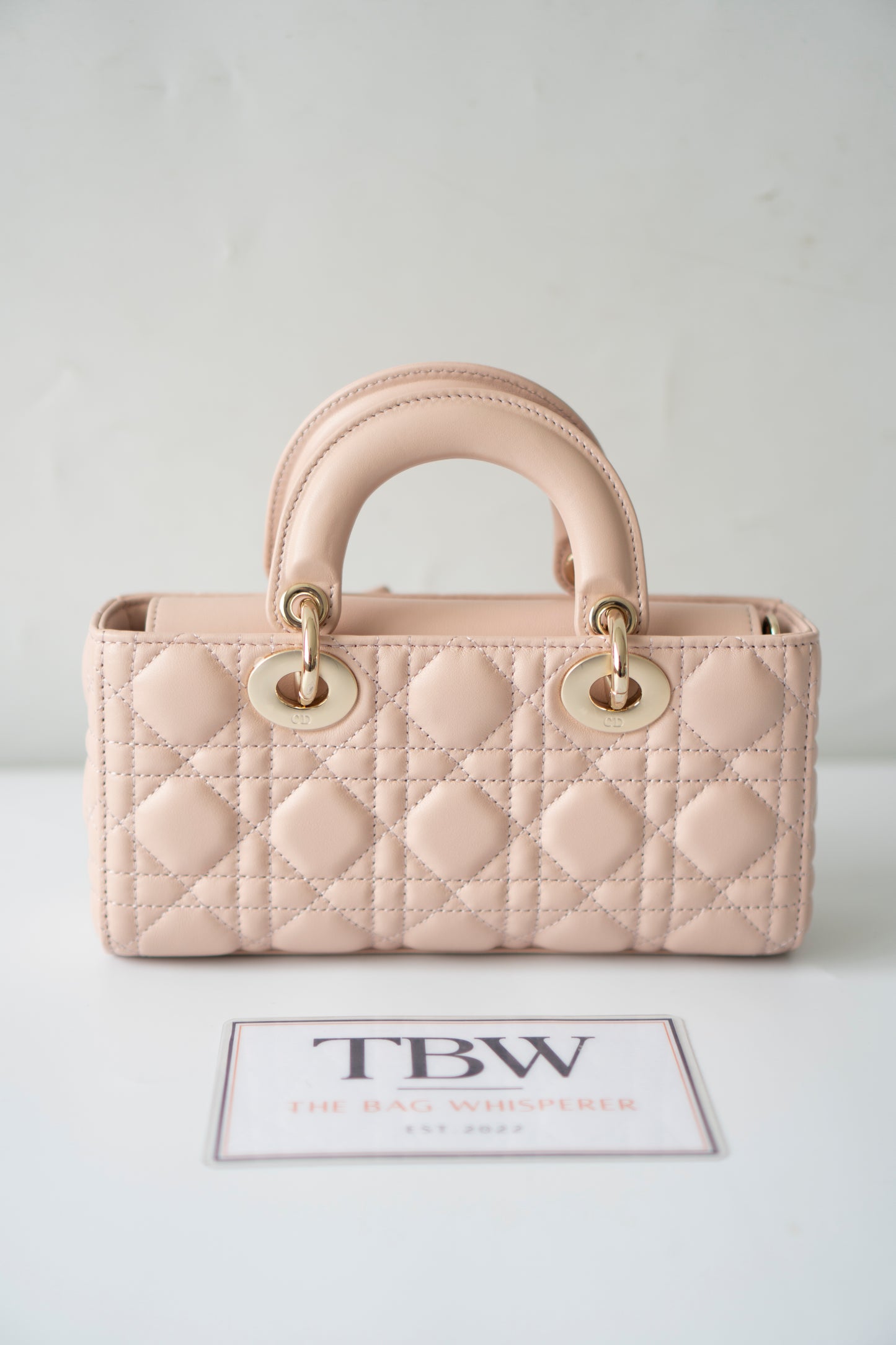 Lady D-Joy Small – Lambskin Cannage with Light Gold Hardware