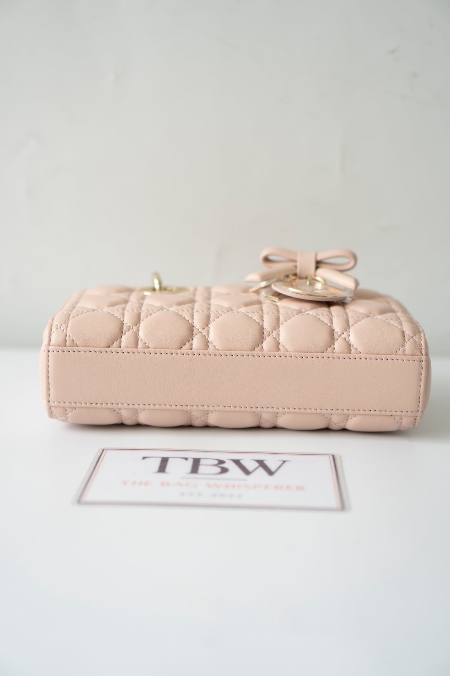Lady D-Joy Small – Lambskin Cannage with Light Gold Hardware