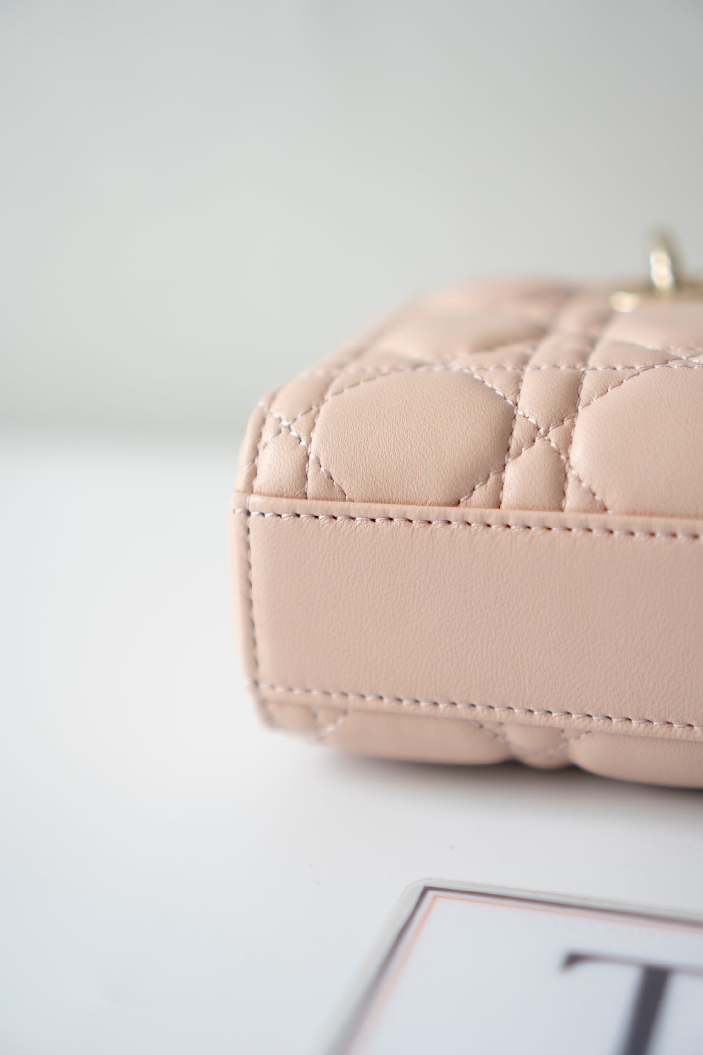 Lady D-Joy Small – Lambskin Cannage with Light Gold Hardware