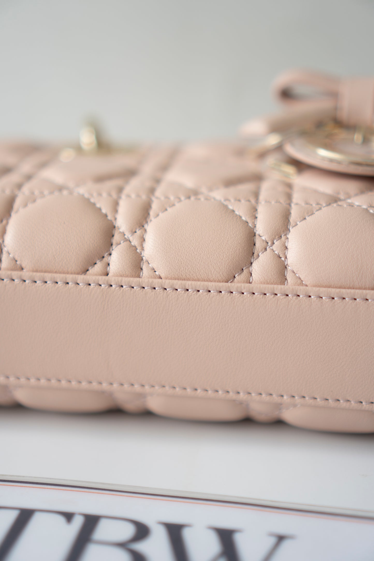Lady D-Joy Small – Lambskin Cannage with Light Gold Hardware