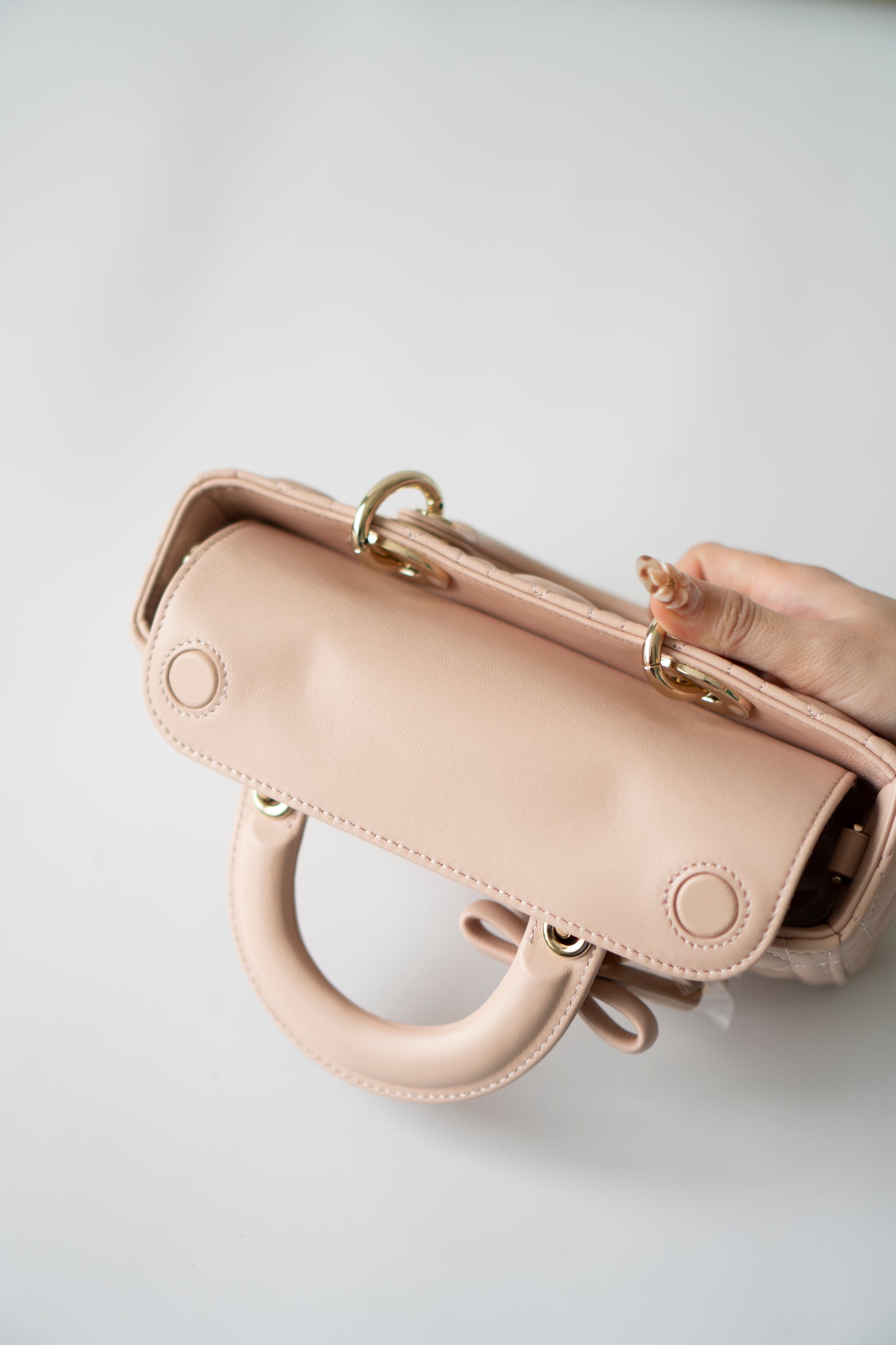 Lady D-Joy Small – Lambskin Cannage with Light Gold Hardware