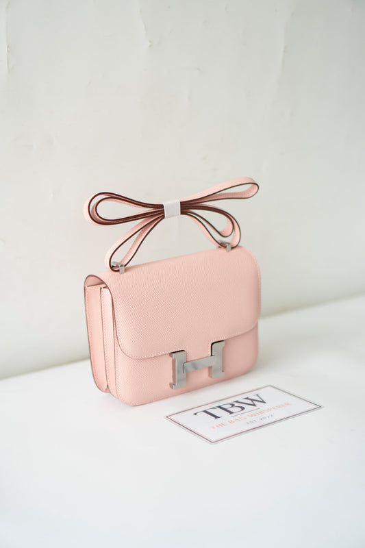 Constanc 18 – Rose Sakura Epsom Leather with Palladium Hardware