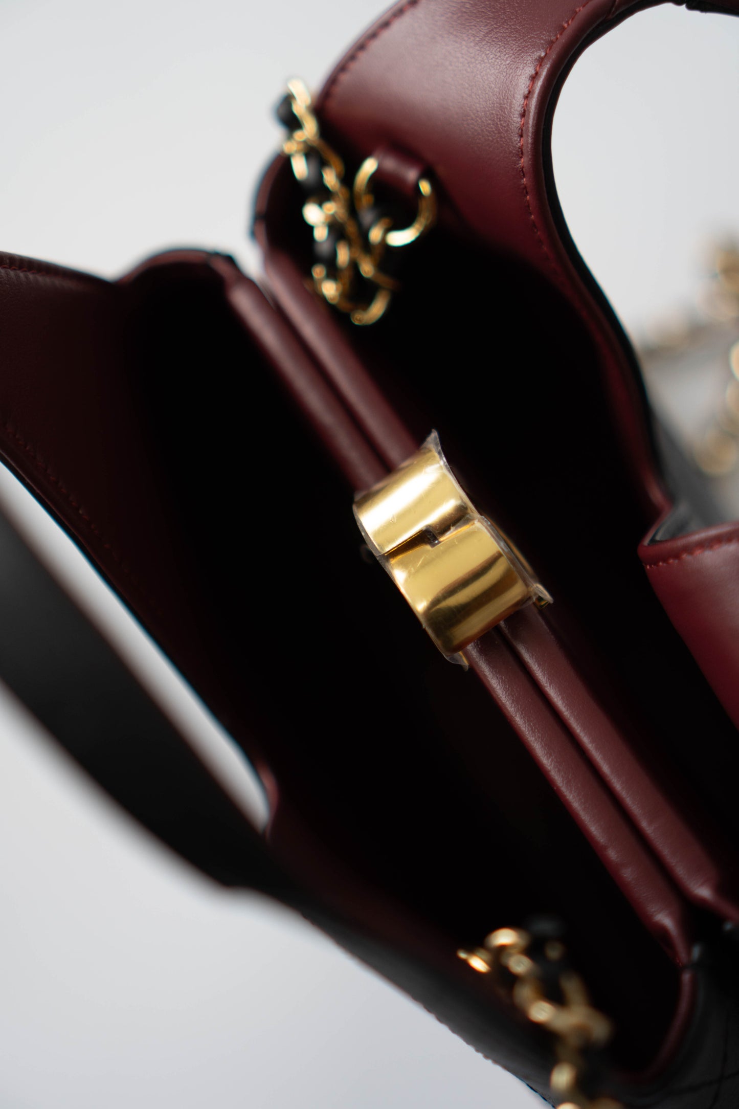Chic Lady Quilted Triangle Tote – Black Grained Calfskin with Gold Hardware