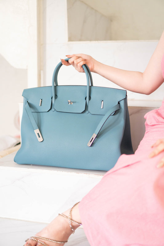 BK 40 – Blue Jean Togo Leather with Palladium Hardware