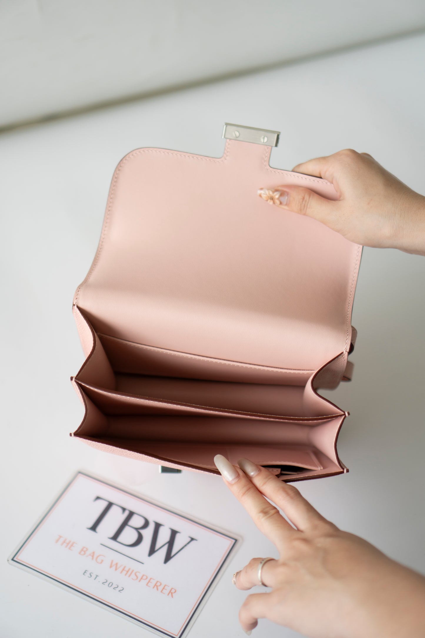 Constanc 18 – Rose Sakura Epsom Leather with Palladium Hardware