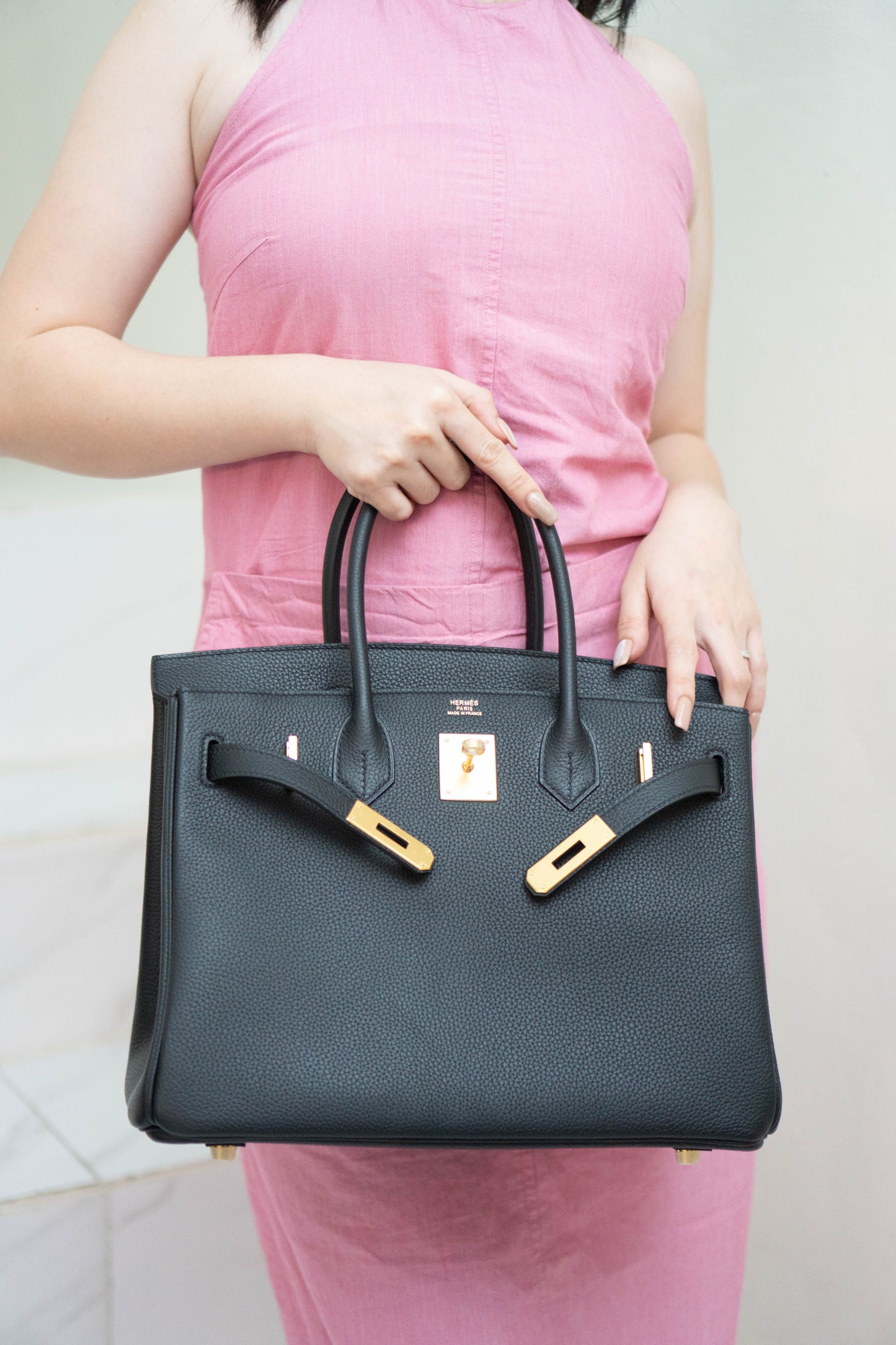 BK 30 – Black Togo Leather with Gold Hardware