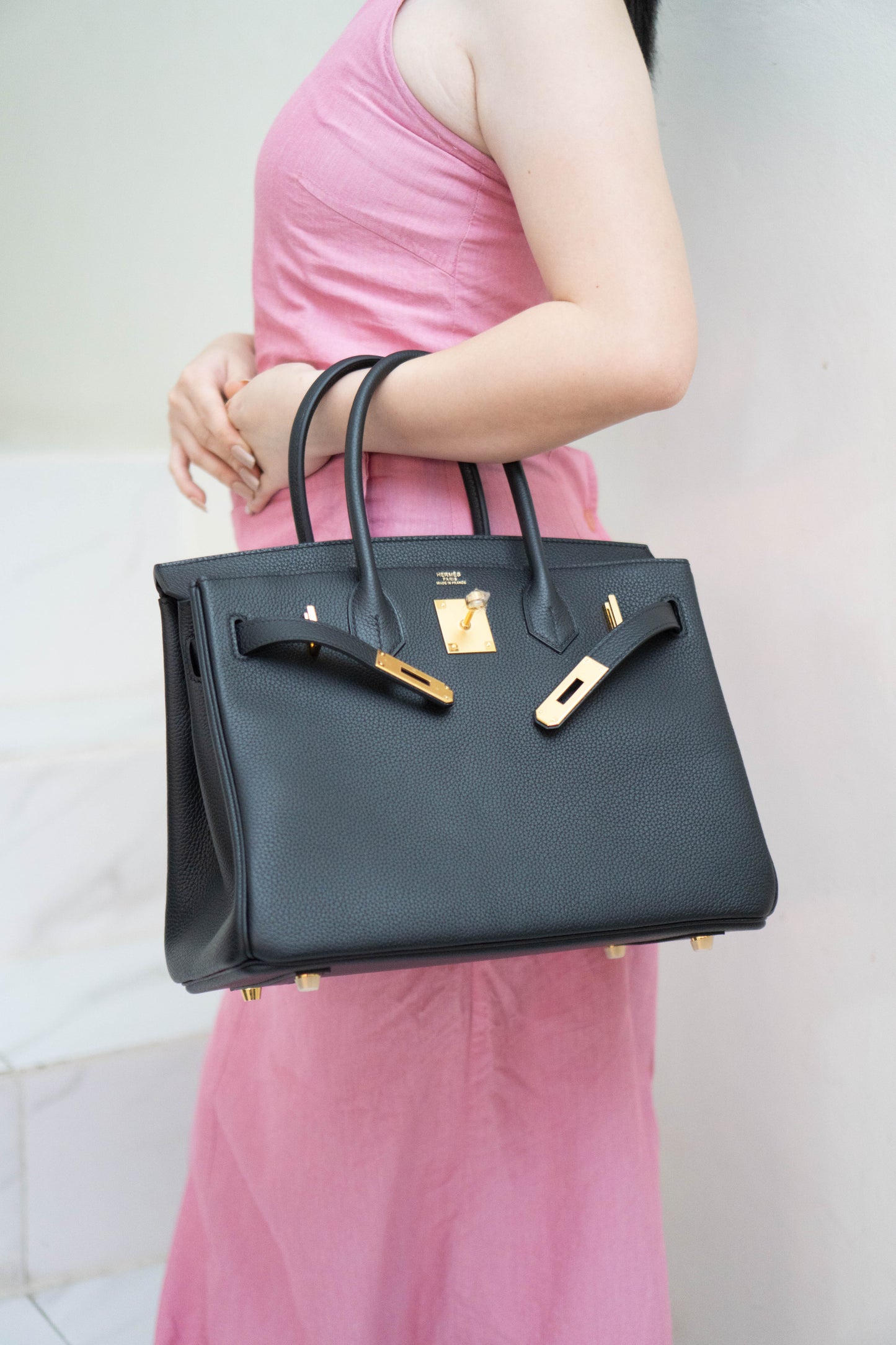 BK 30 – Black Togo Leather with Gold Hardware