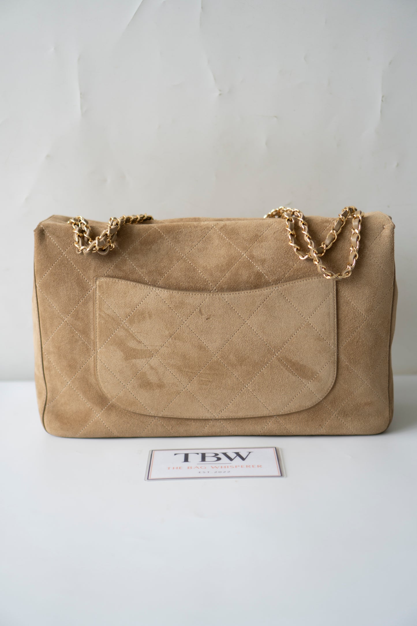 Maxi Flap – Beige Suede Bonaudo Leather with Gold Hardware