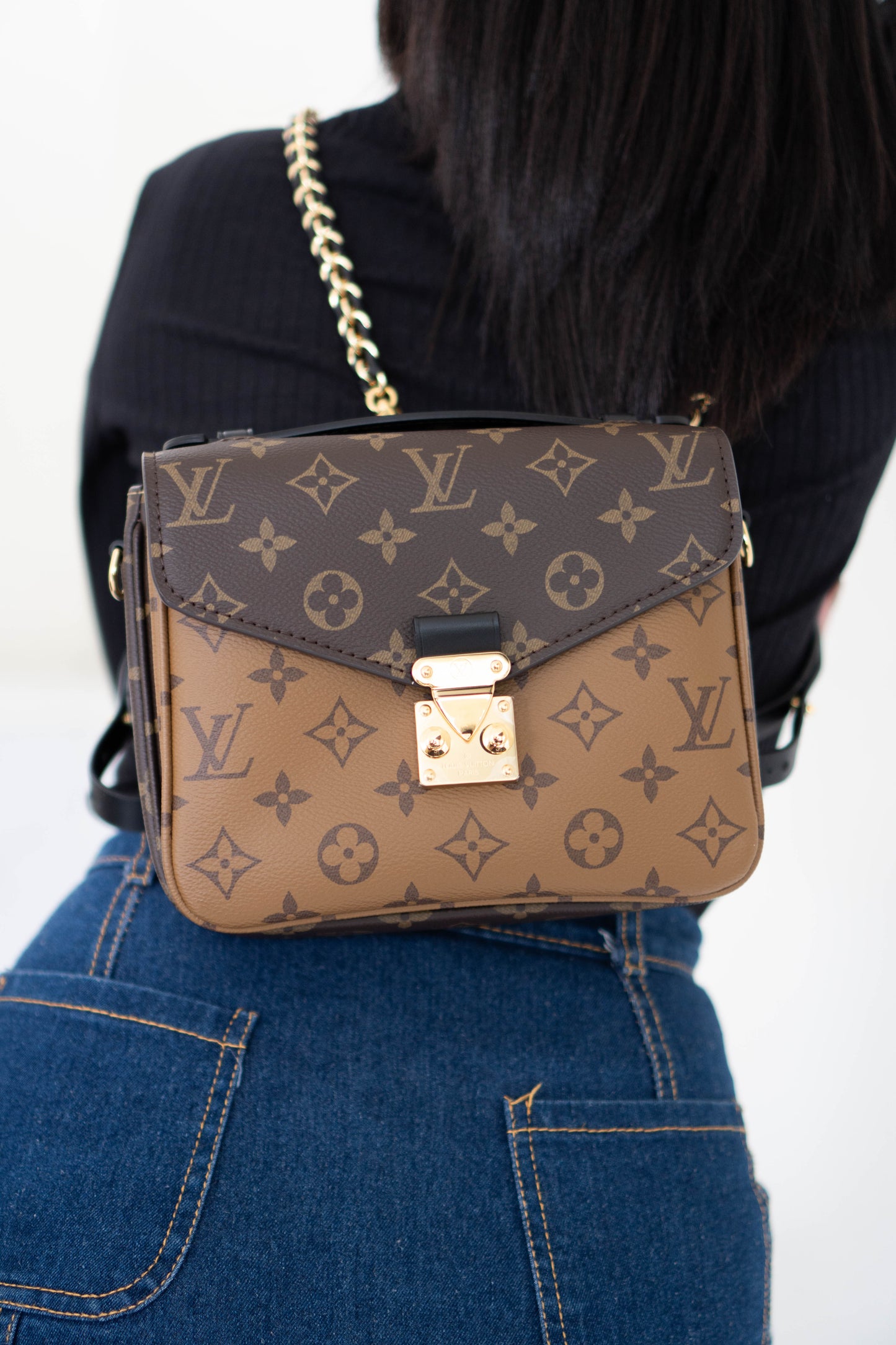 Pochette Metis MM in Monogram and Reverse Monogram with Gold Hardware