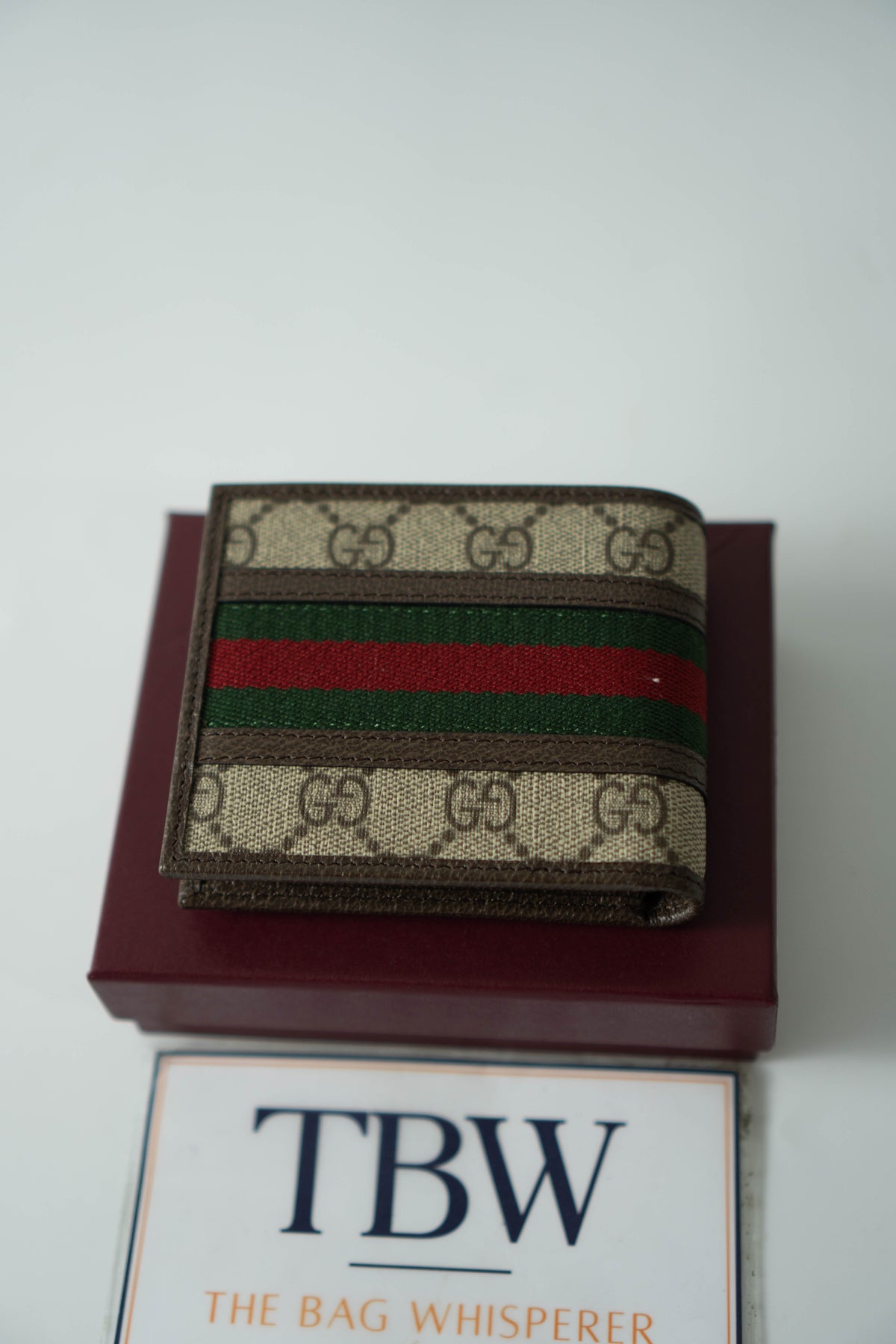 Ophidia GG Web Bifold Wallet – Beige & Ebony Supreme Canvas