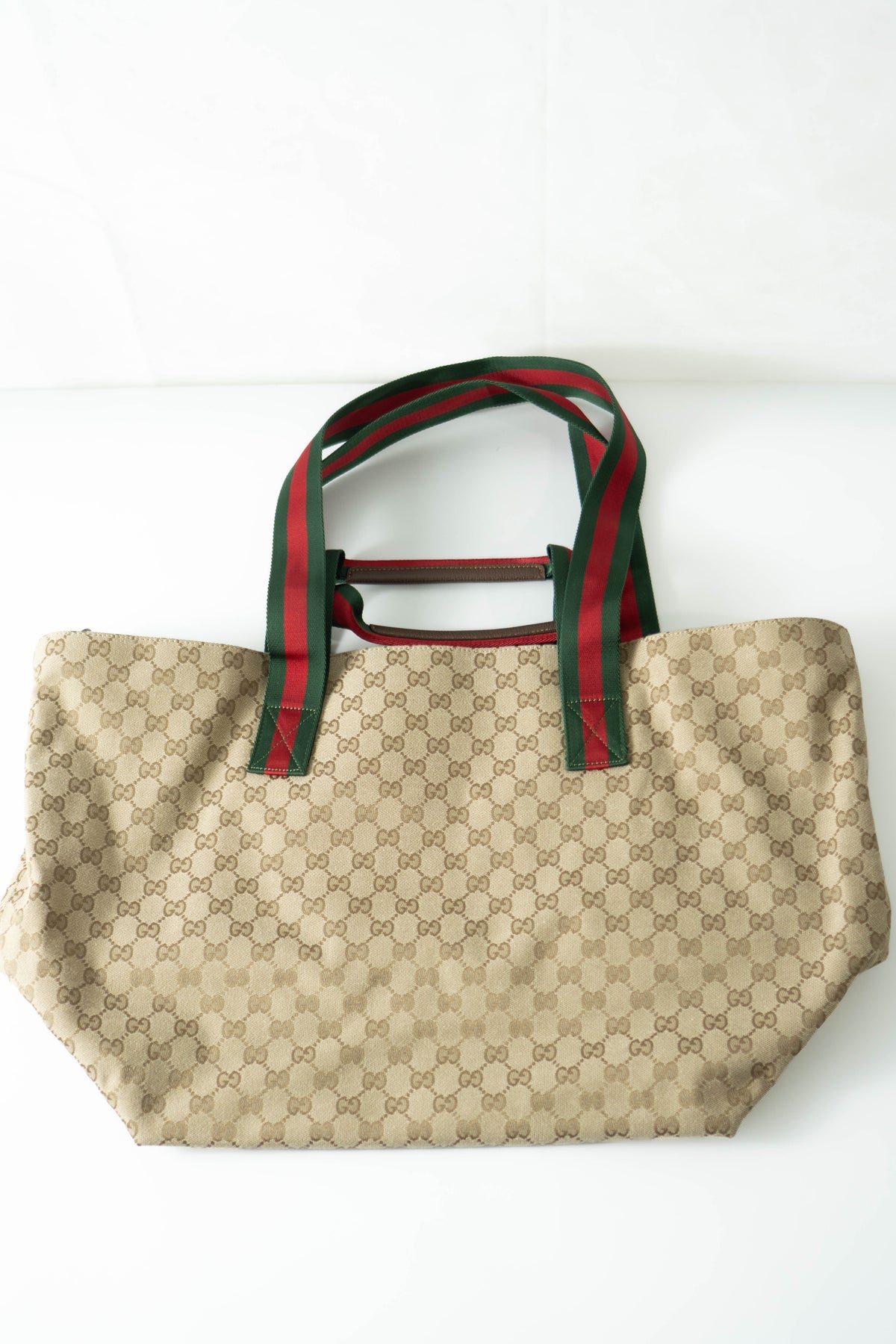 GG Canvas Web Strap Large Tote Bag – Beige & Ebony