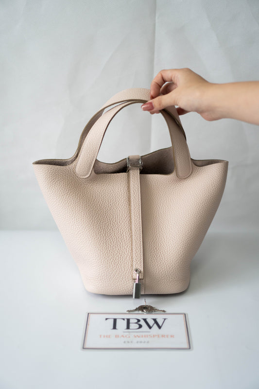 Pico Bucket Bag 18 – Mauve Pale Clemence with Palladium Hardware