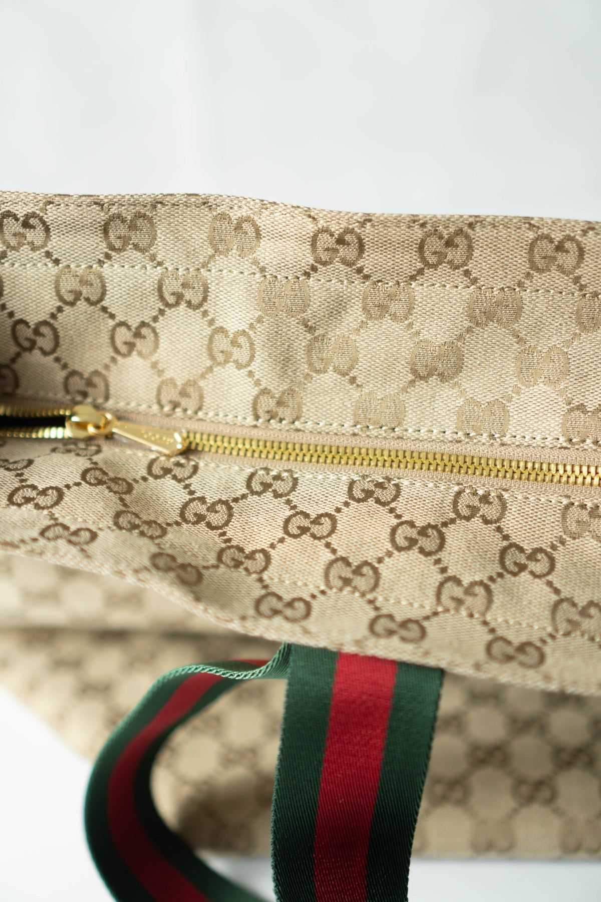 GG Canvas Web Strap Large Tote Bag – Beige & Ebony