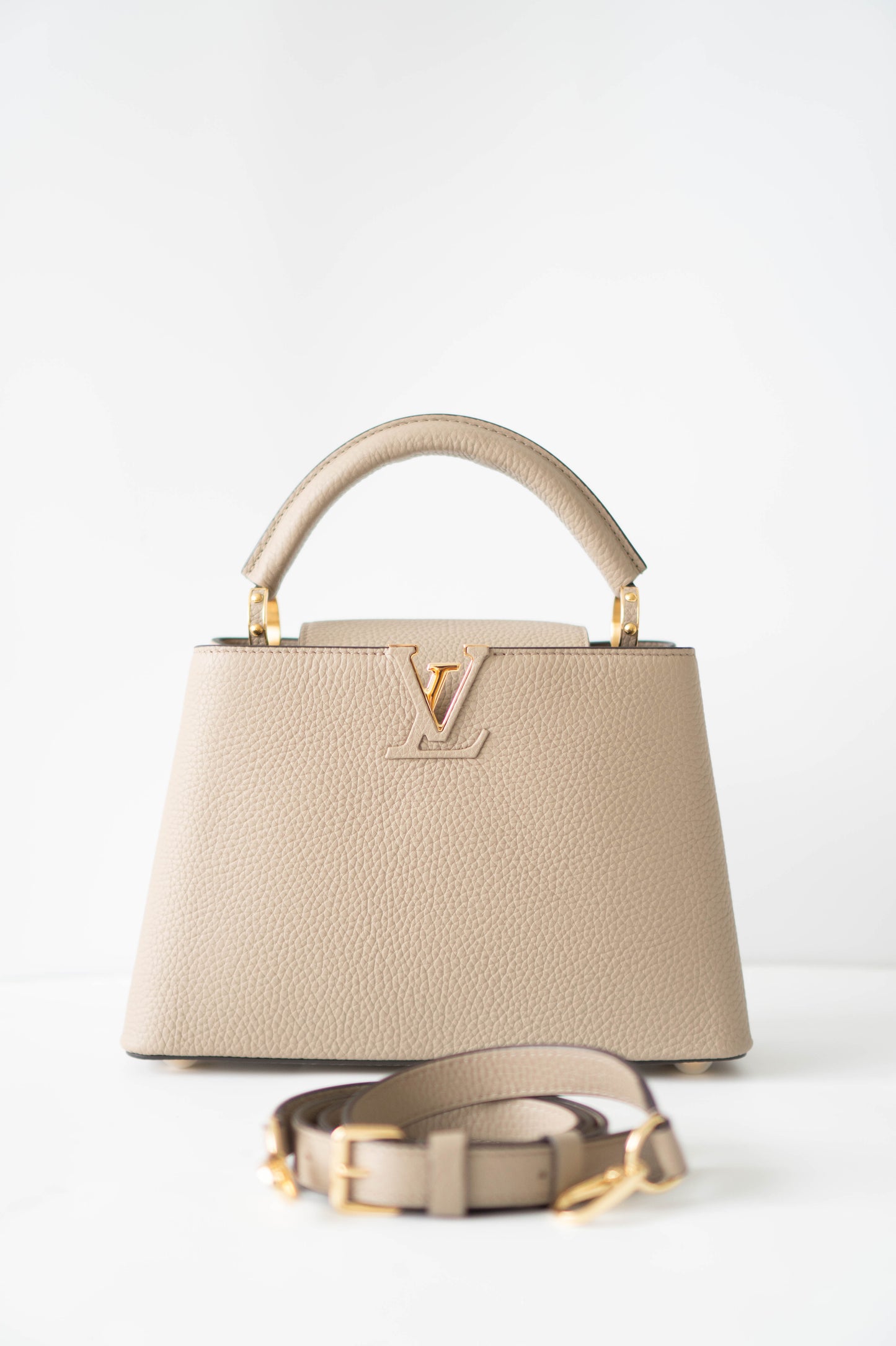 CapucinesBB in Taupe Taurillon with Gold hardware