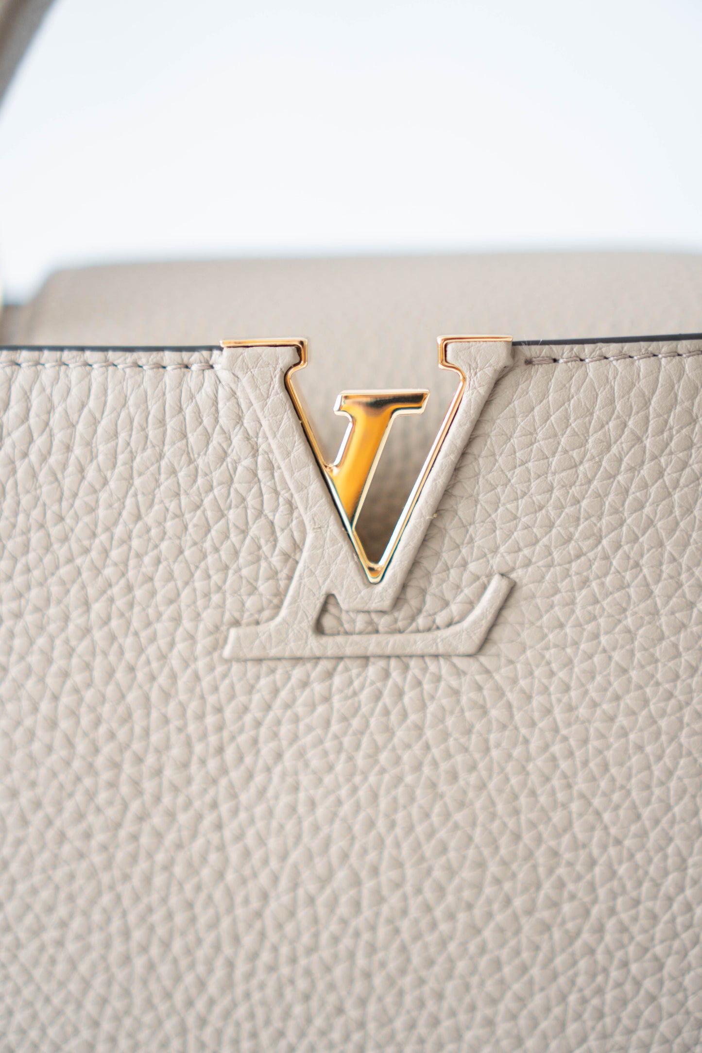 CapucinesBB in Taupe Taurillon with Gold hardware