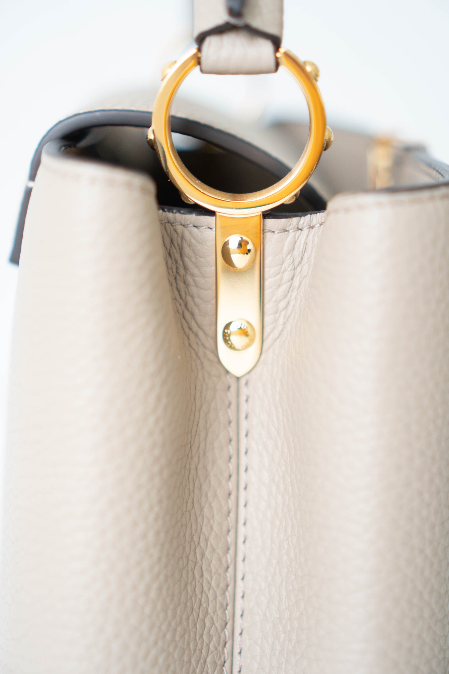 CapucinesBB in Taupe Taurillon with Gold hardware