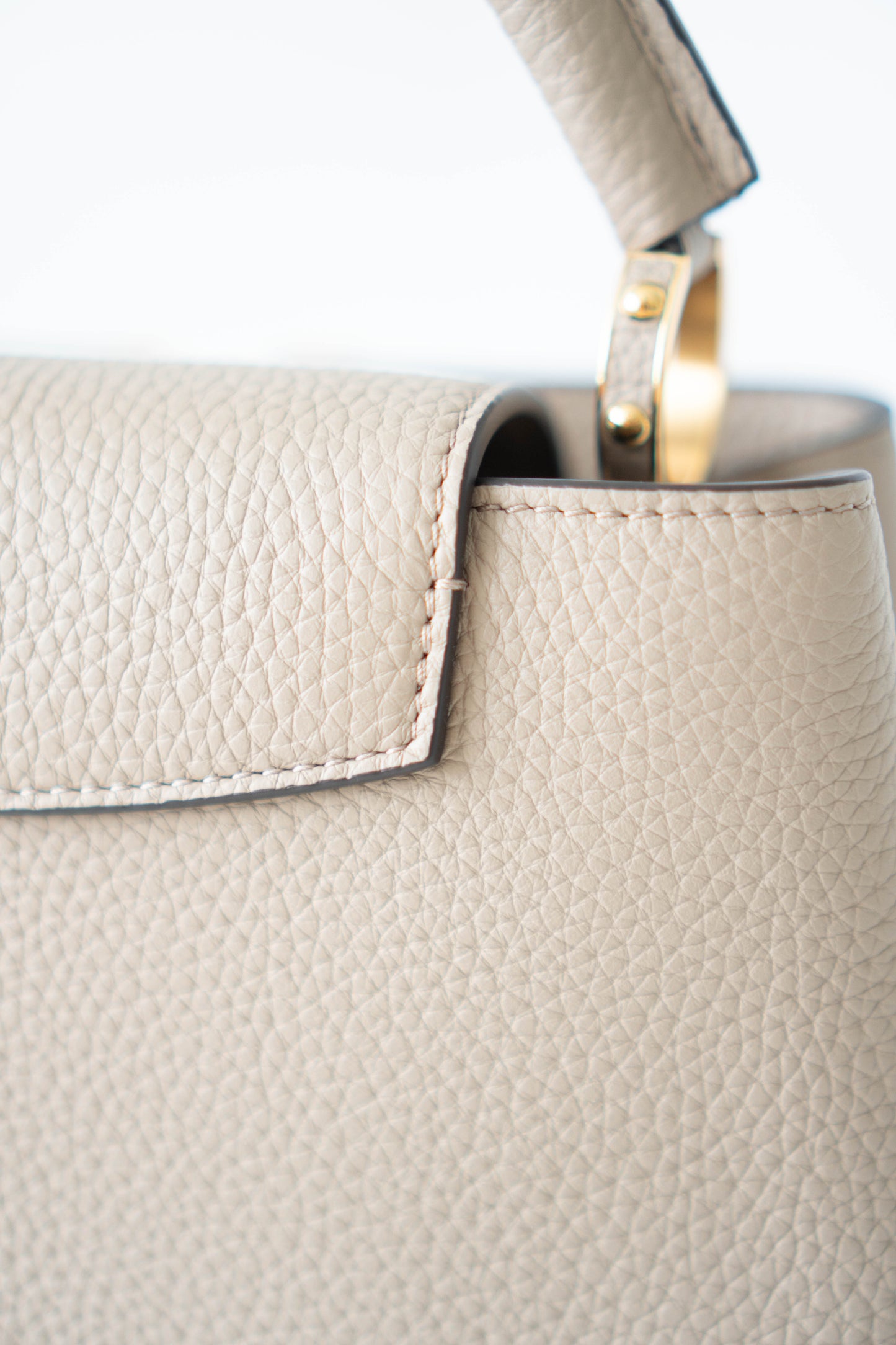 CapucinesBB in Taupe Taurillon with Gold hardware