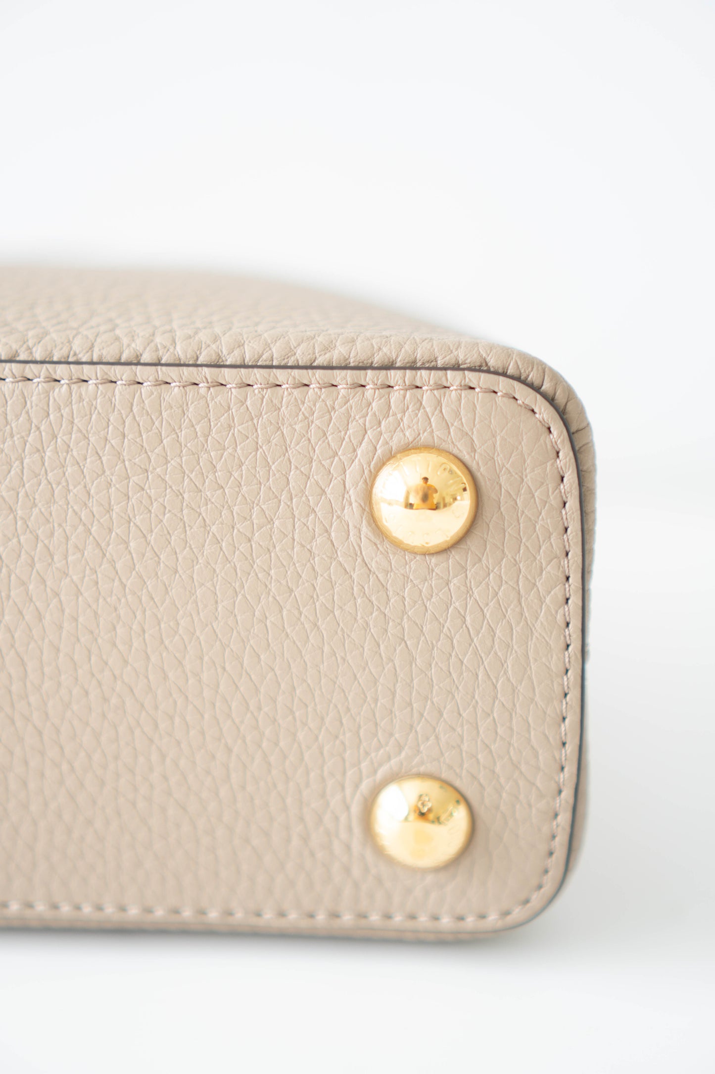 CapucinesBB in Taupe Taurillon with Gold hardware