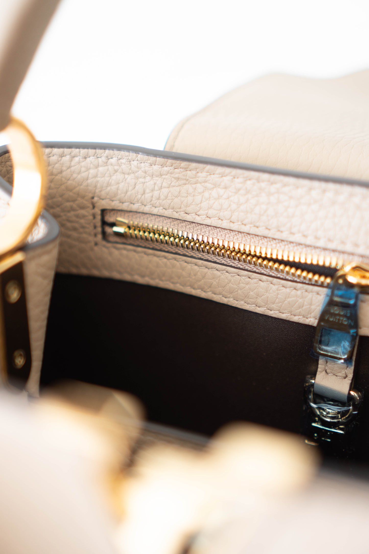 CapucinesBB in Taupe Taurillon with Gold hardware