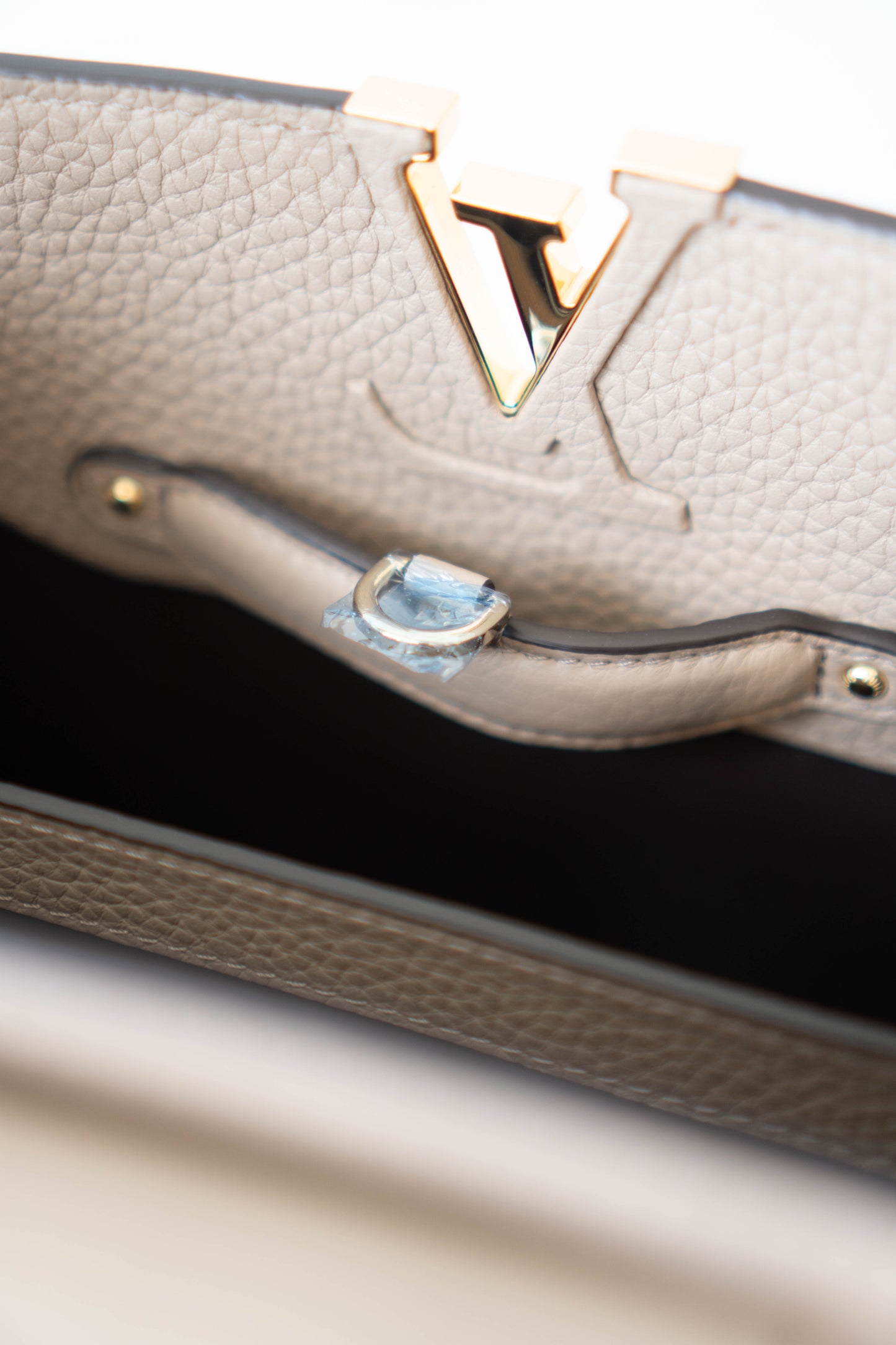 CapucinesBB in Taupe Taurillon with Gold hardware