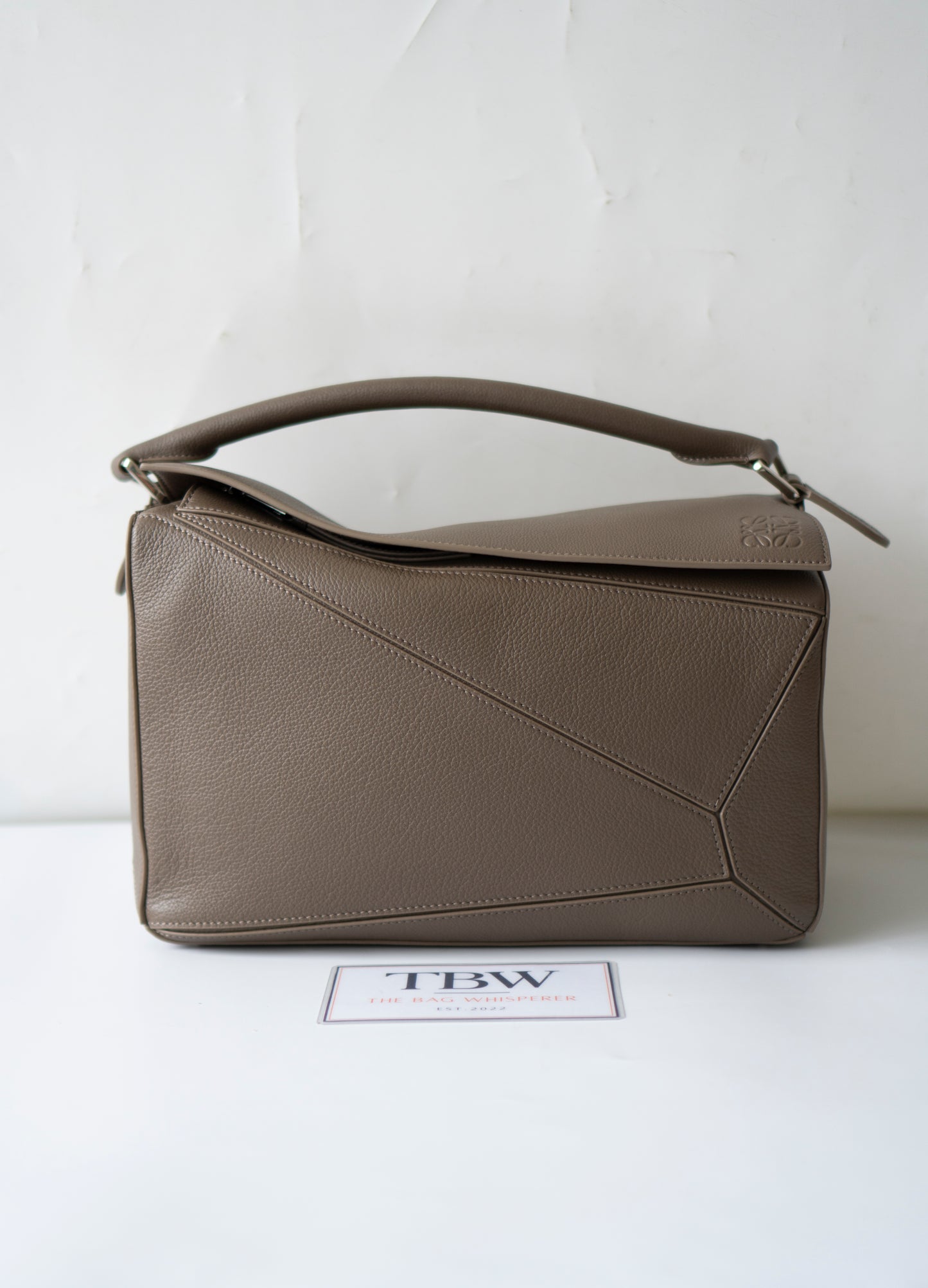 Puzzle Large – Taupe Gray Grained Leather