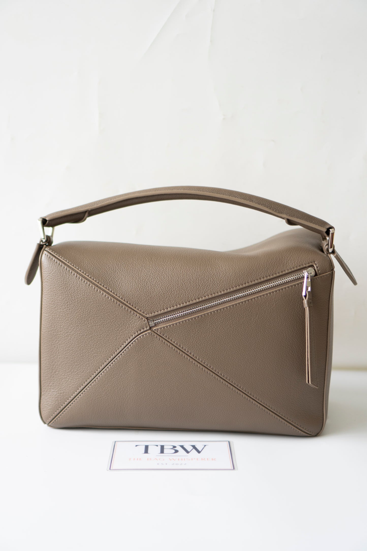 Puzzle Large – Taupe Gray Grained Leather