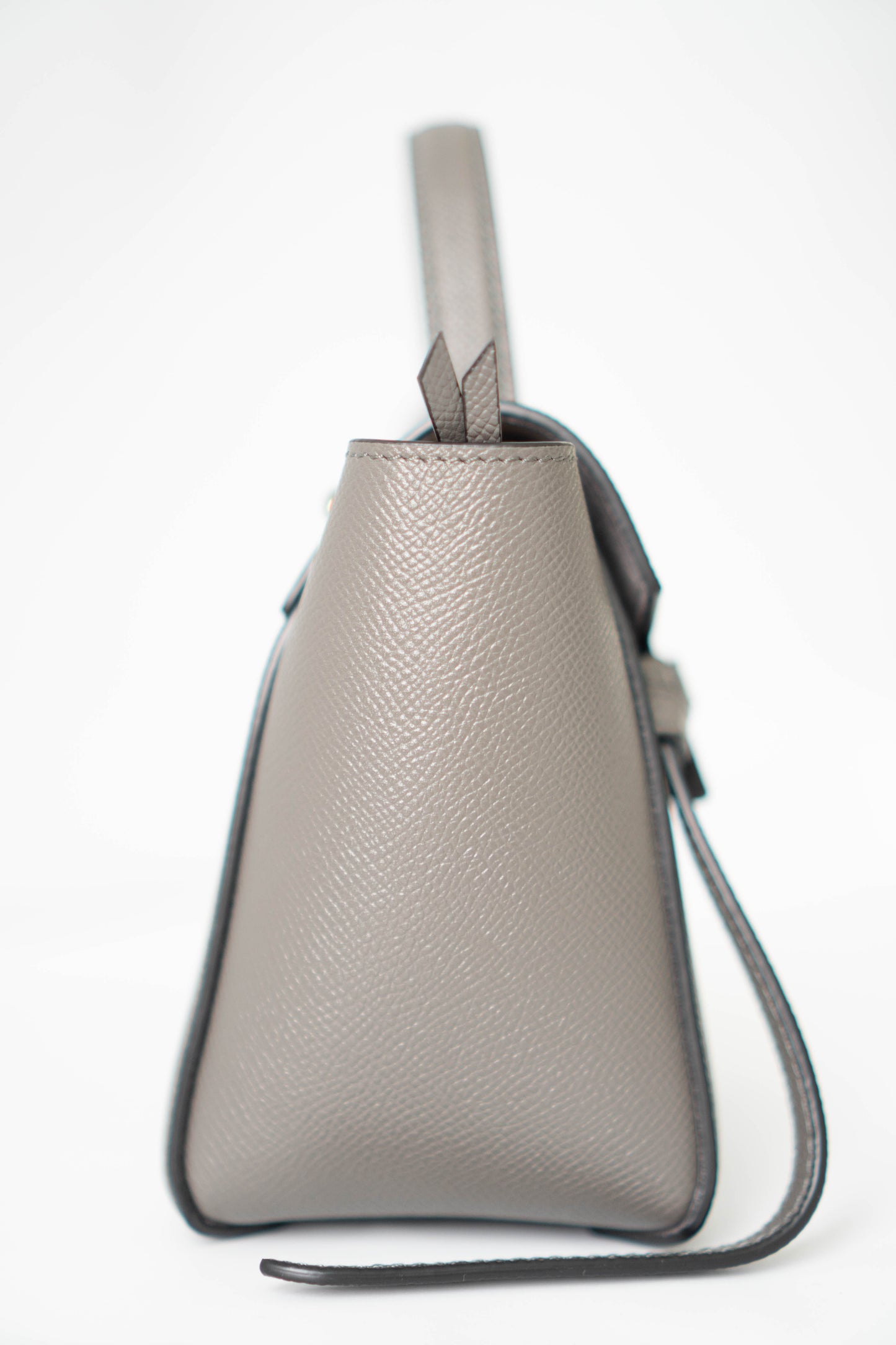 Pico Belt in Grey Calfskin with Gold Hardware