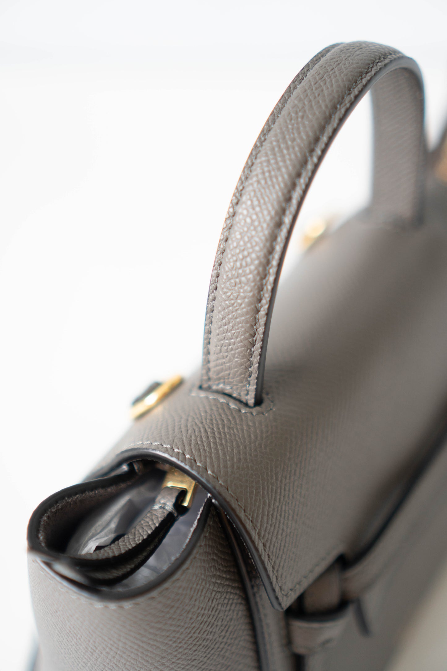 Pico Belt in Grey Calfskin with Gold Hardware