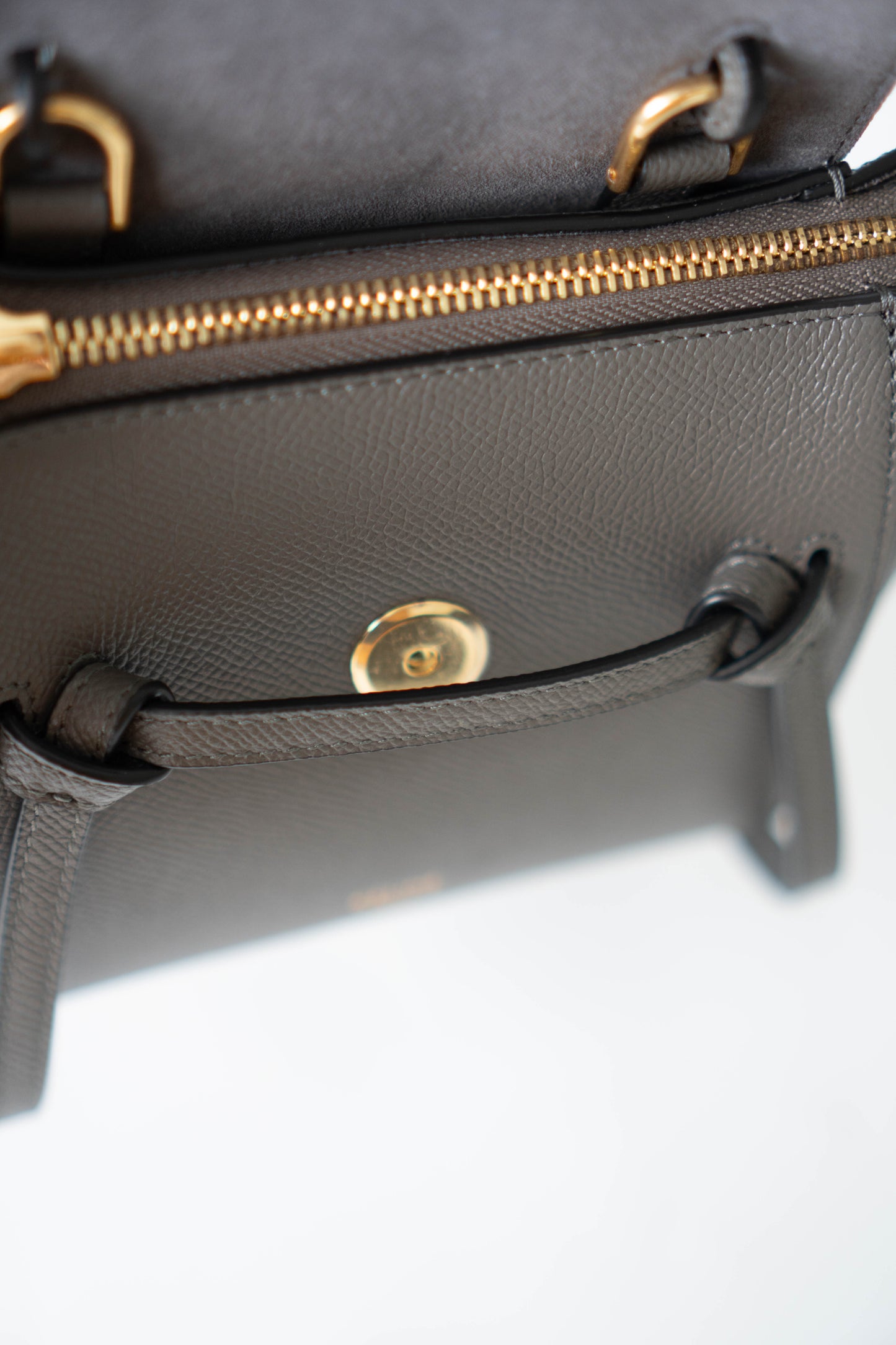 Pico Belt in Grey Calfskin with Gold Hardware