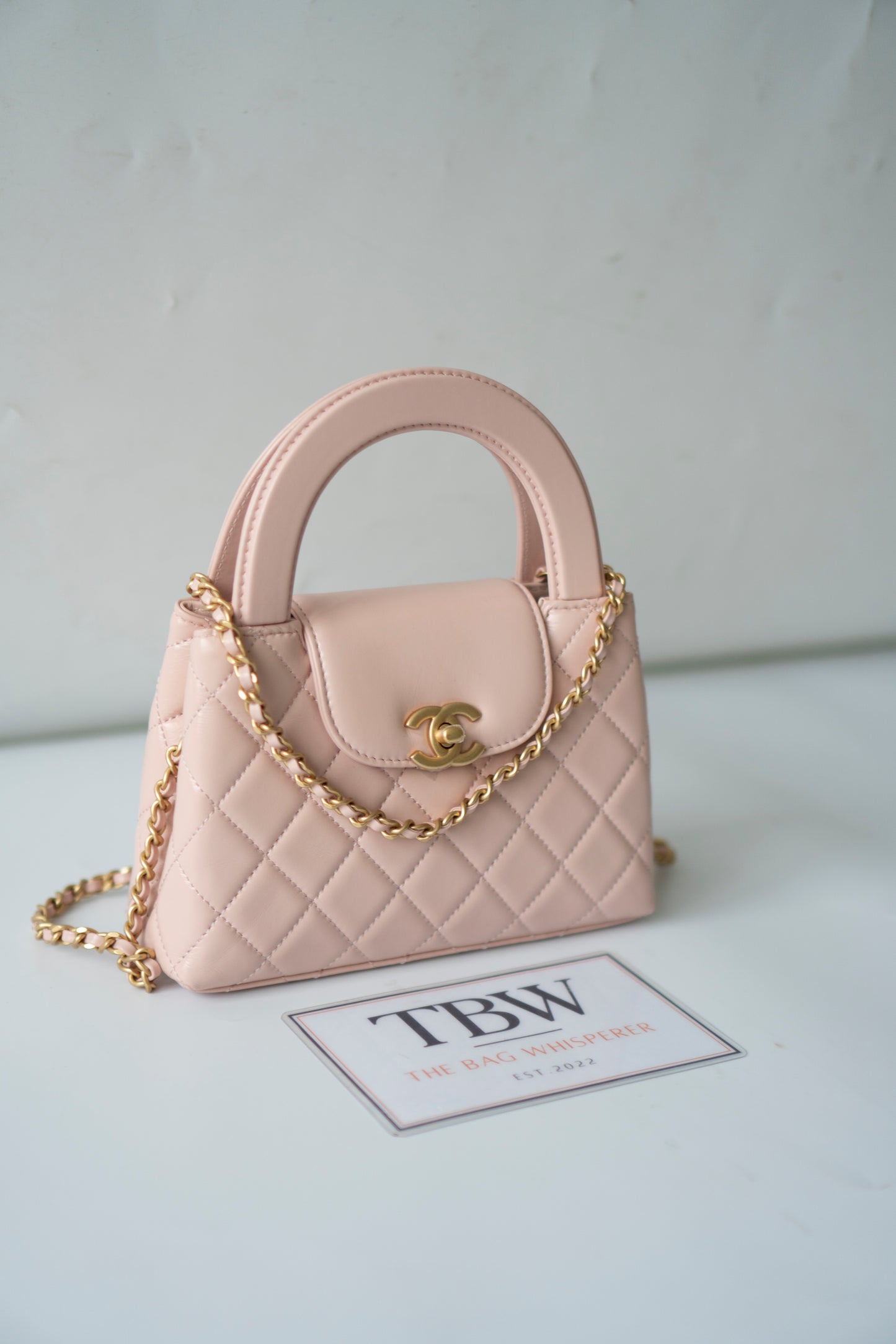 Kelly – Powder Pink Calfskin with Aged Gold Hardware