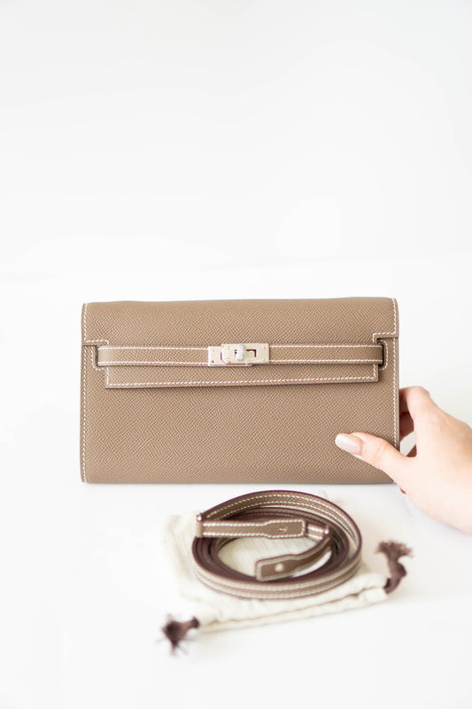 KL To Go Wallet in Etoupe Epsom With Palladium Hardware