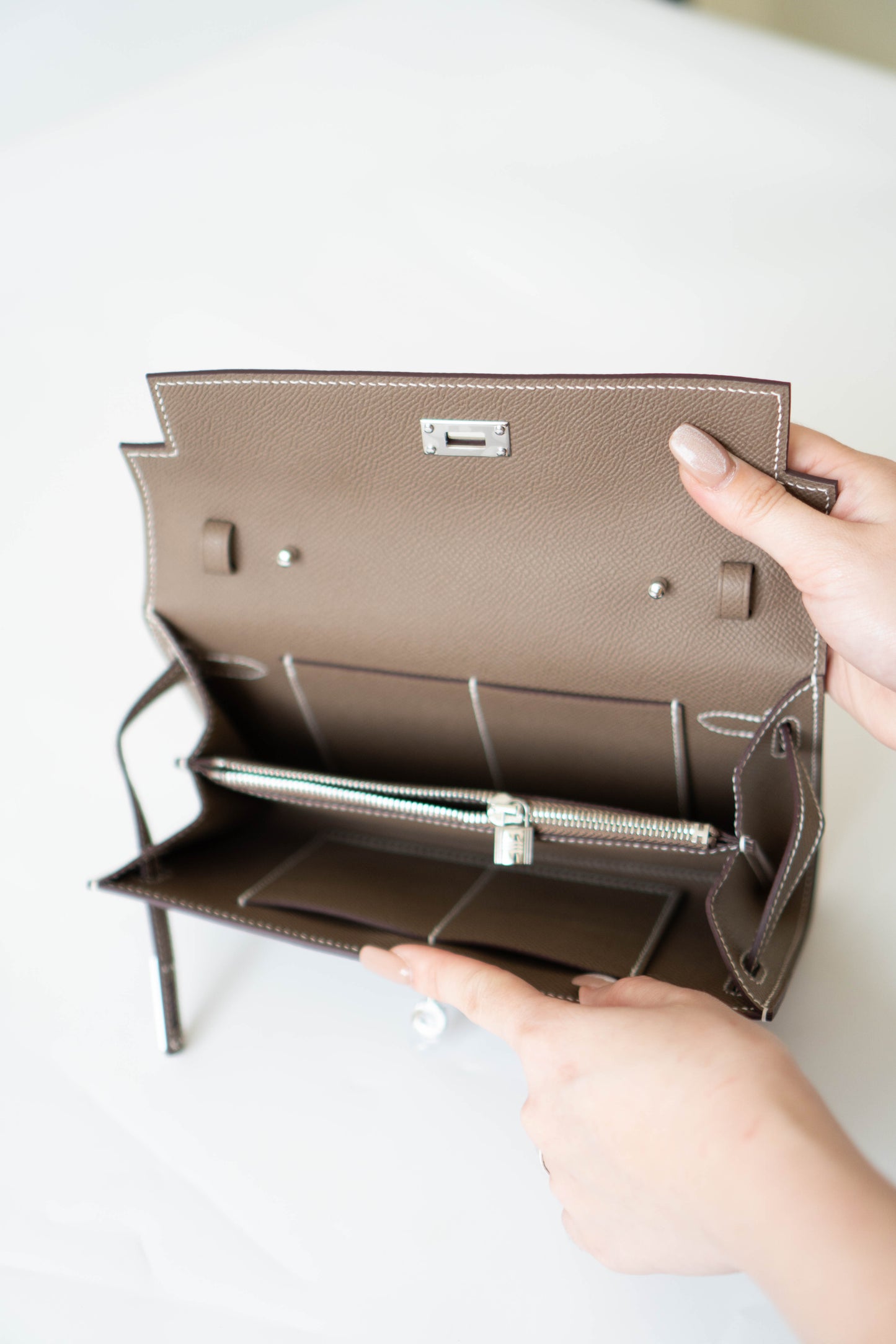 KL To Go Wallet in Etoupe Epsom With Palladium Hardware