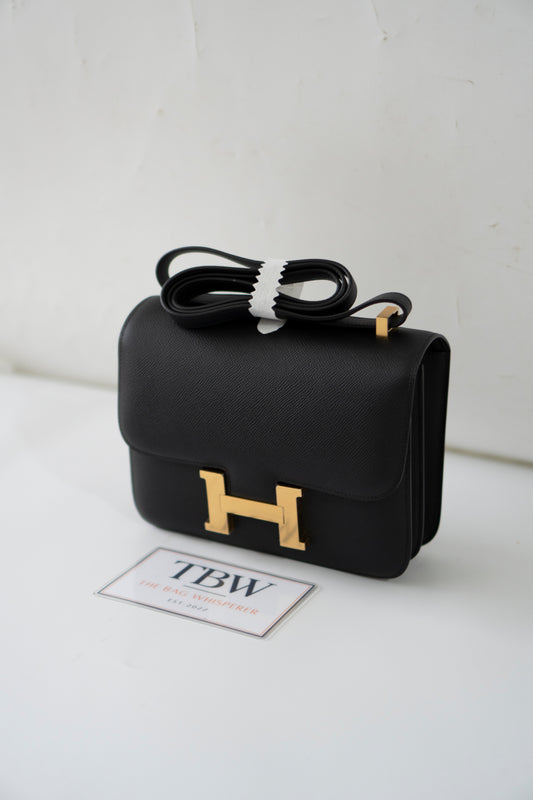 Constanc 23 – Black Epsom Leather with Gold Hardware No Logo