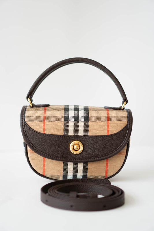 Mini Highlands Bag – Vintage Check Canvas with Brown Leather Trim