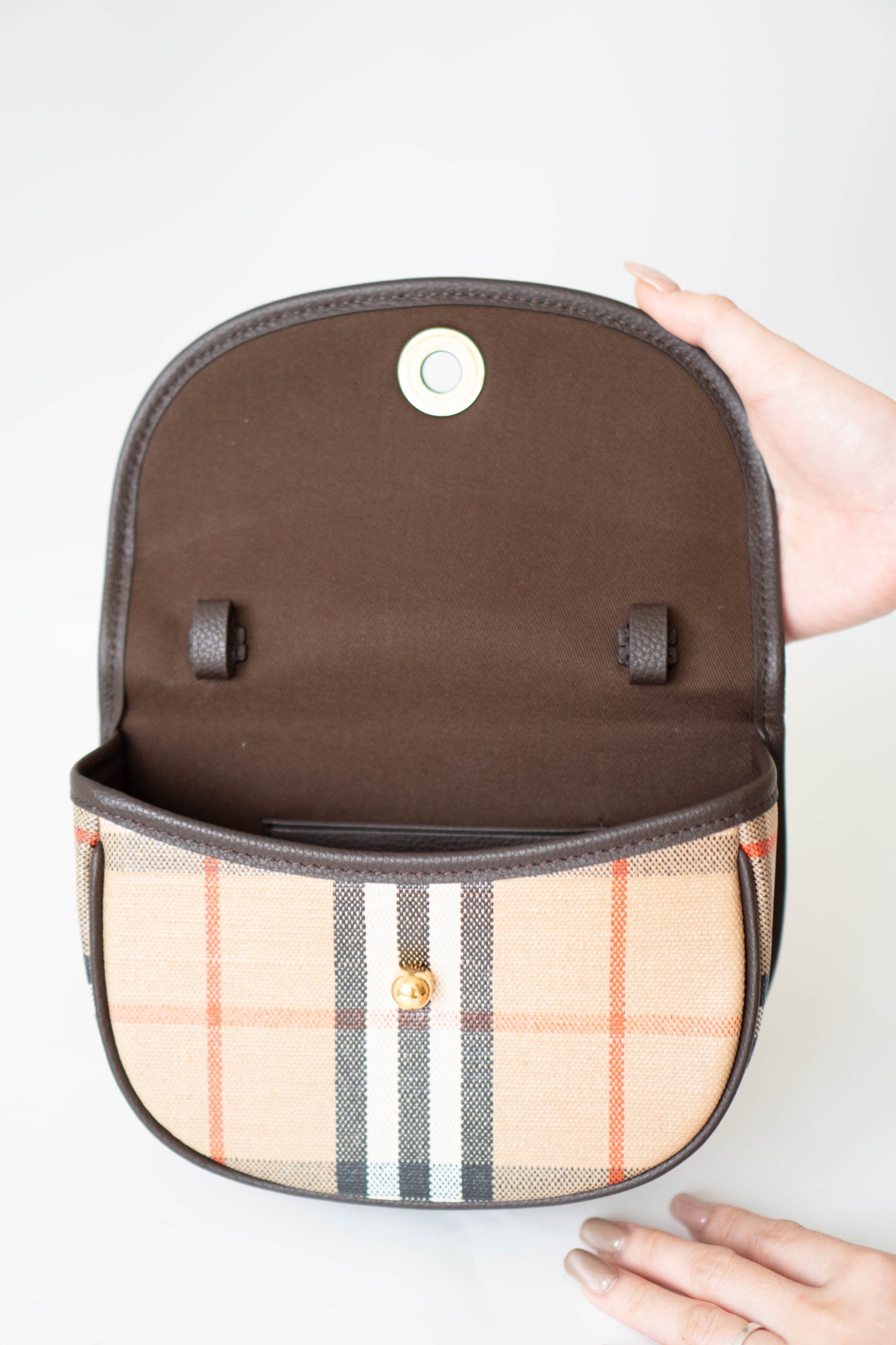 Mini Highlands Bag – Vintage Check Canvas with Brown Leather Trim