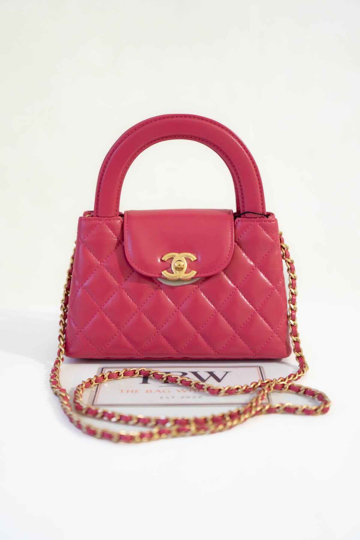CC Quilted Top Handle Mini Flap Bag – Fuchsia Pink Lambskin