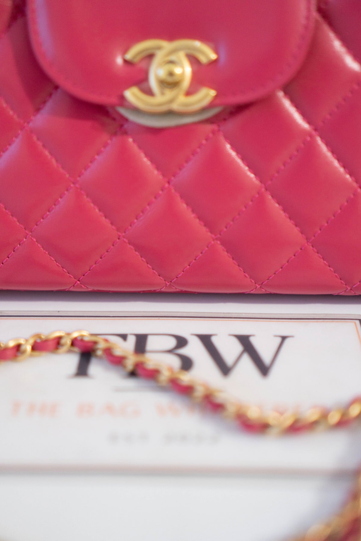CC Quilted Top Handle Mini Flap Bag – Fuchsia Pink Lambskin