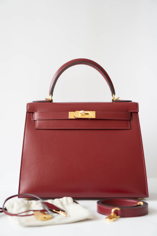 KL 25 Sellier – Rouge H Box Leather with Gold Hardware