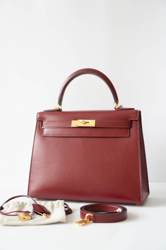 KL 25 Sellier – Rouge H Box Leather with Gold Hardware